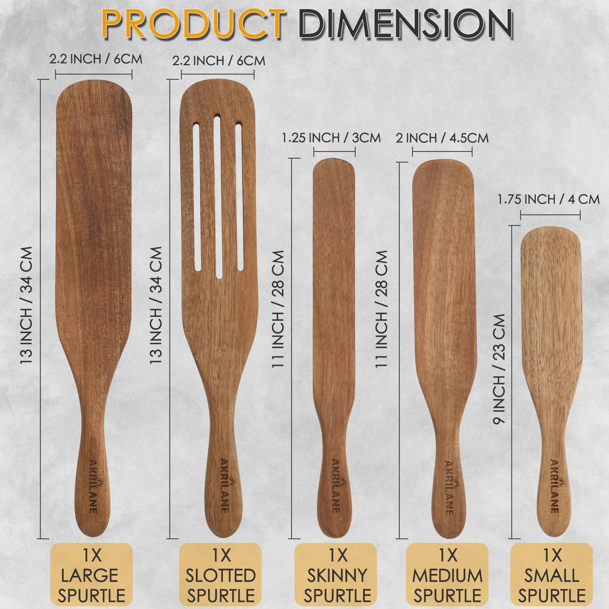 Personalized Wooden Spurtle Set – 100% Acacia Wood Utensils | Non-Stick & Heat Resistant Kitchen Tools | Akrilane Handmade Wooden Spoon Set - image 4