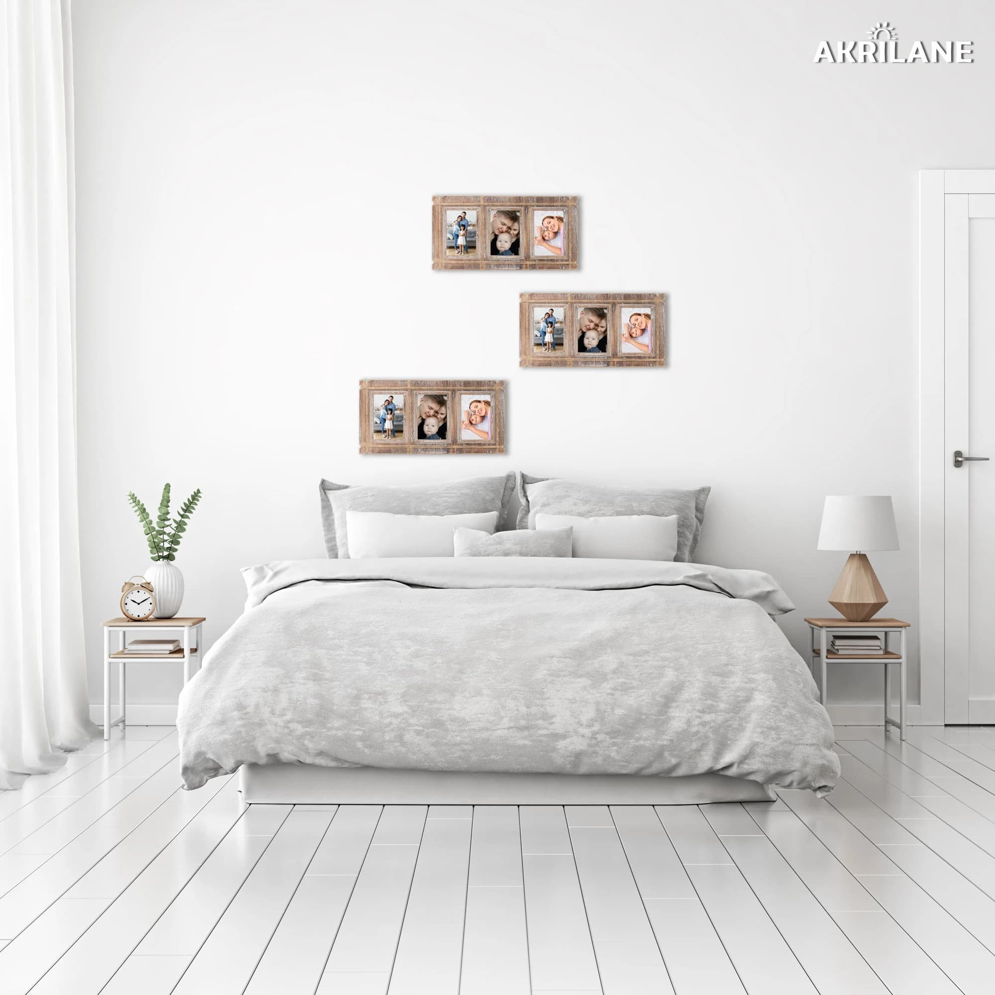 4x6 Wooden Photo Frame | Vintage Style Rustic 4 by 6 Wood Frames Wall Display with Acrylic Cover 3 Frames Dark or Light Rope - image 5