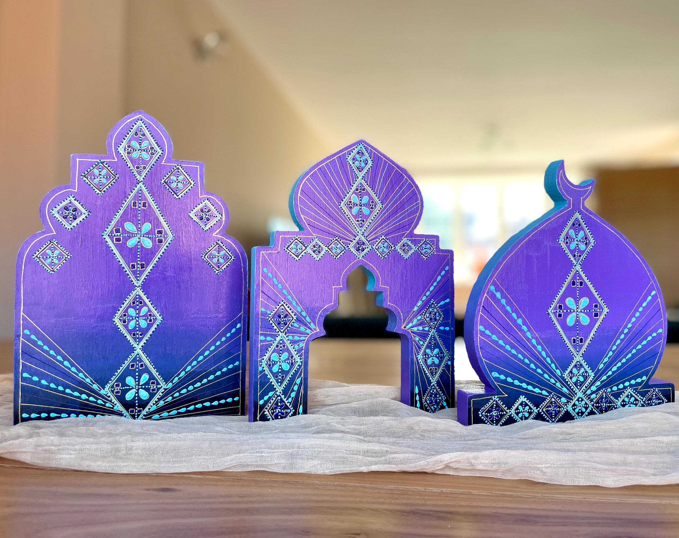 Midnight Imperial Arch, Masjid & Dome Decorations | Eid Decor Purple Blue Turquoise Gold
