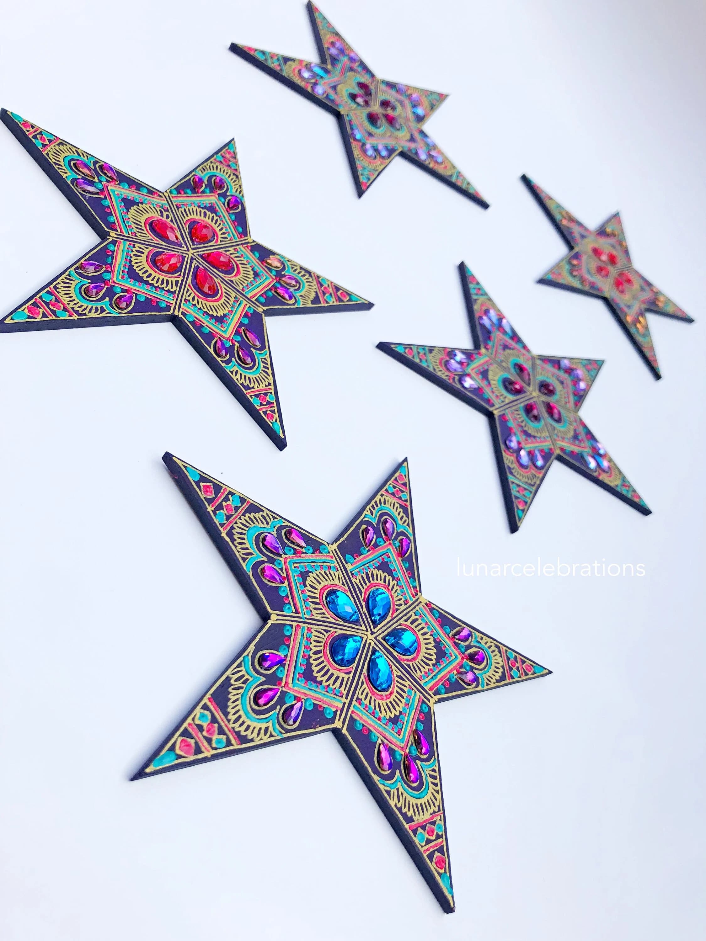 Twilight Large Wall Stars | Purple Pink Teal Gold | Hand-Painted Ramadan Eid Decor