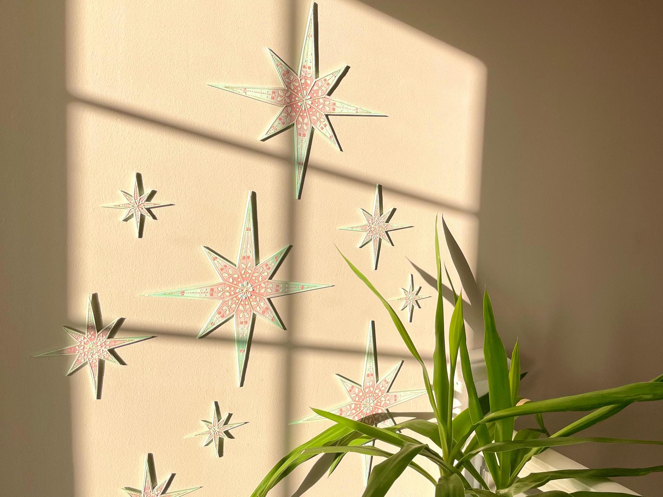 Hand-Painted Wooden Star Wall Decor: Ramadan Eid Decorations
