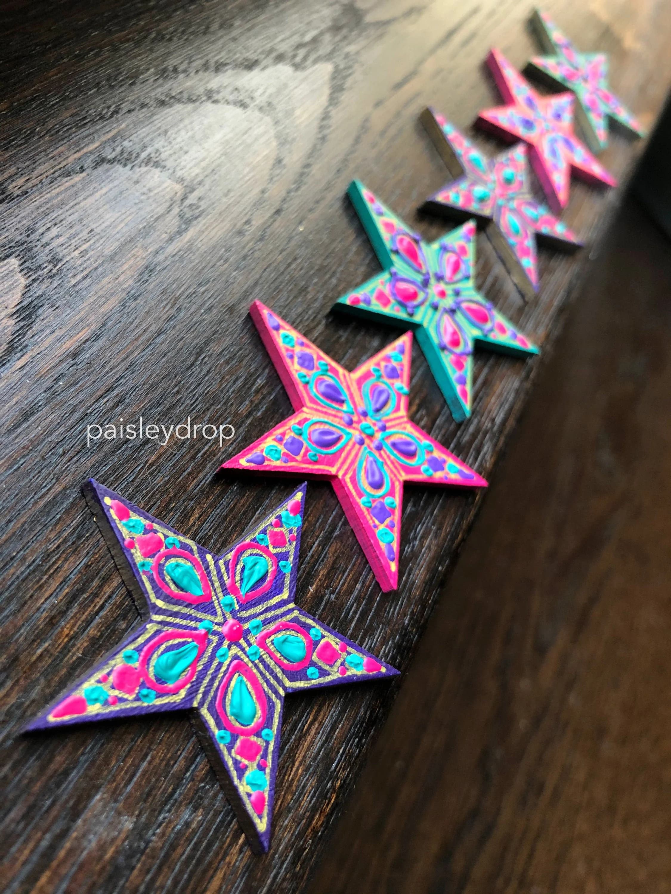 Twilight Mini Festive Wall Stars | Pink Purple Teal Gold | Hand-Painted Ramadan Eid Decor