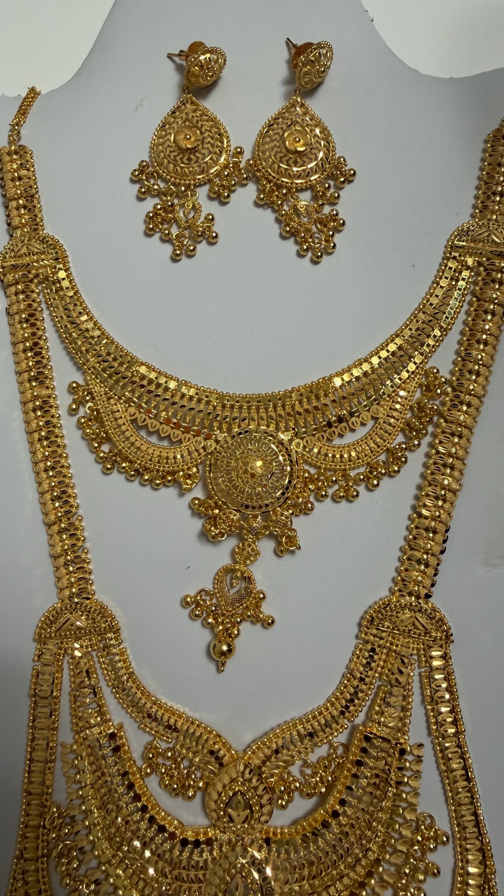 24k bridal necklace set gold plated - image 4