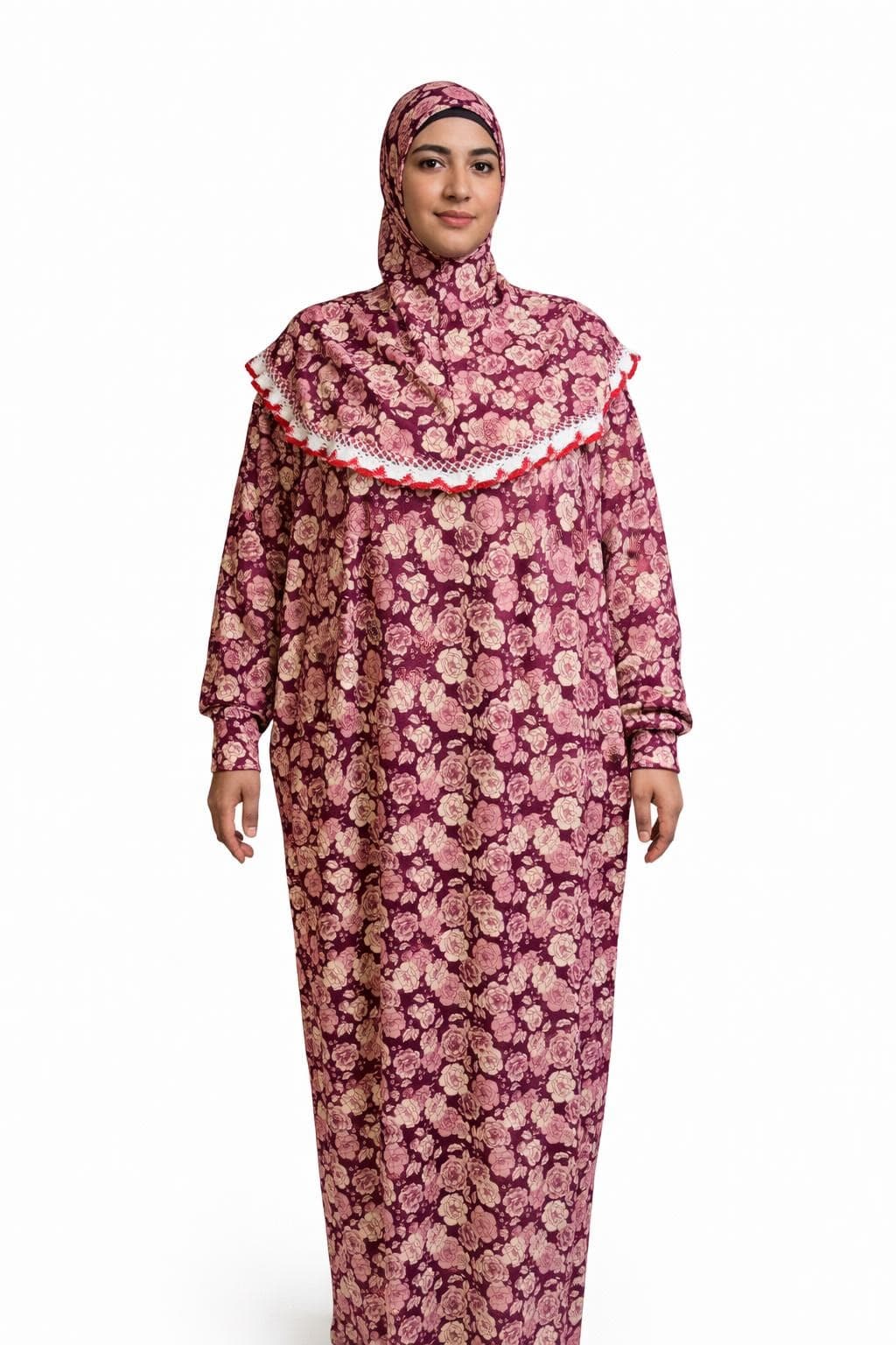 Floral One-Piece Prayer Dress with Attached Hijab | Modest Islamic Abaya