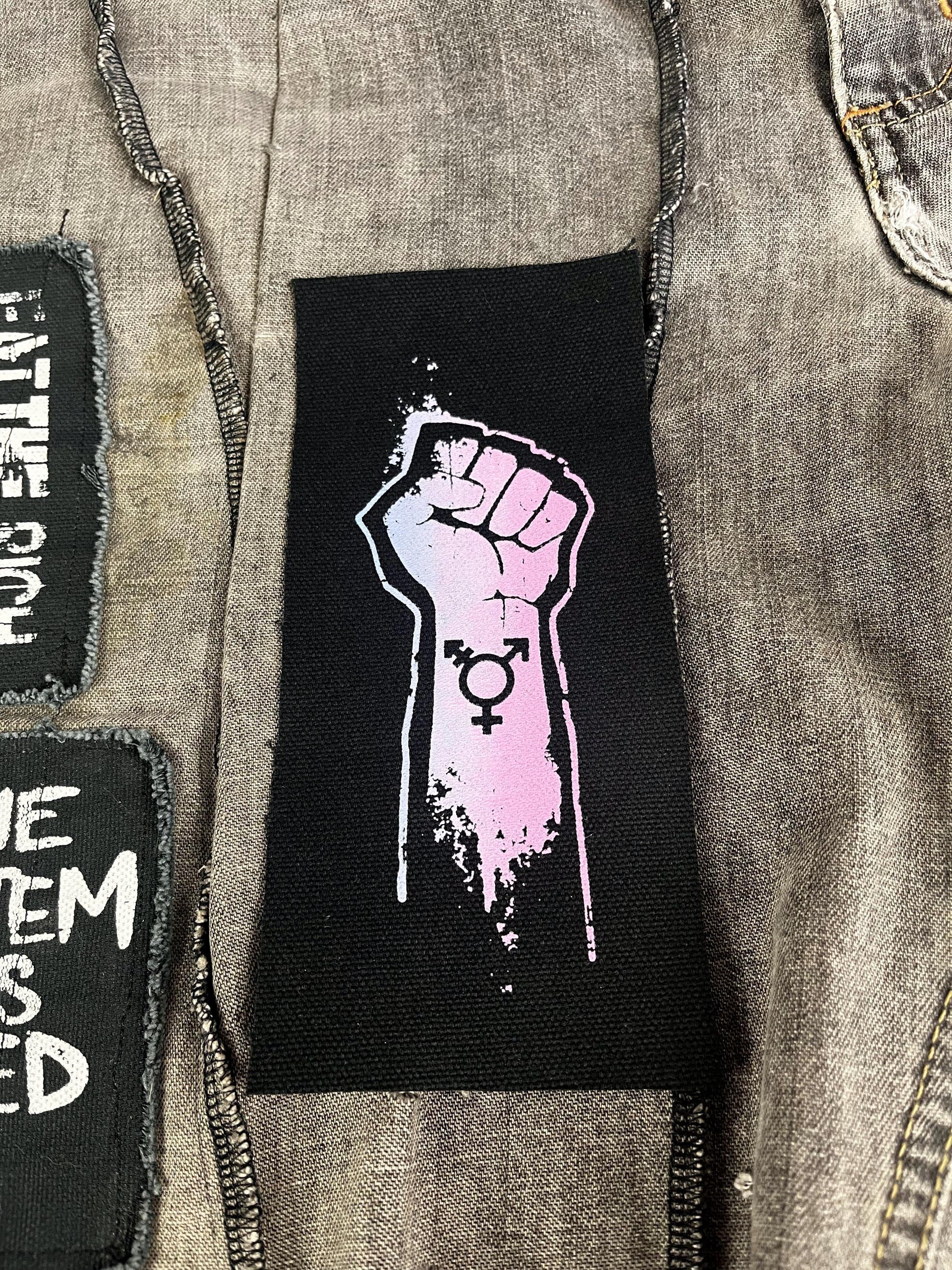 Trans Pride Fist Patch – Punk Activist, Battle Vest Patch - image 3