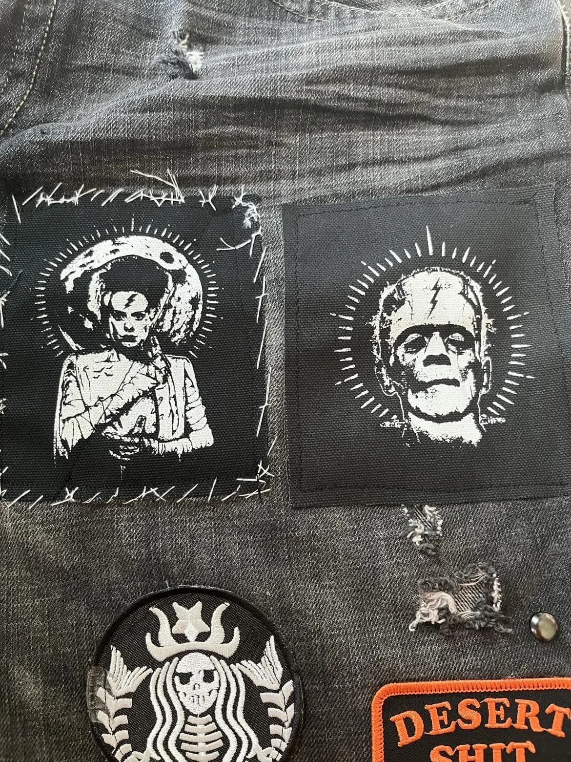 Bride of Frankenstein Patch: Hand Screen Printed Punk Patch - image 2