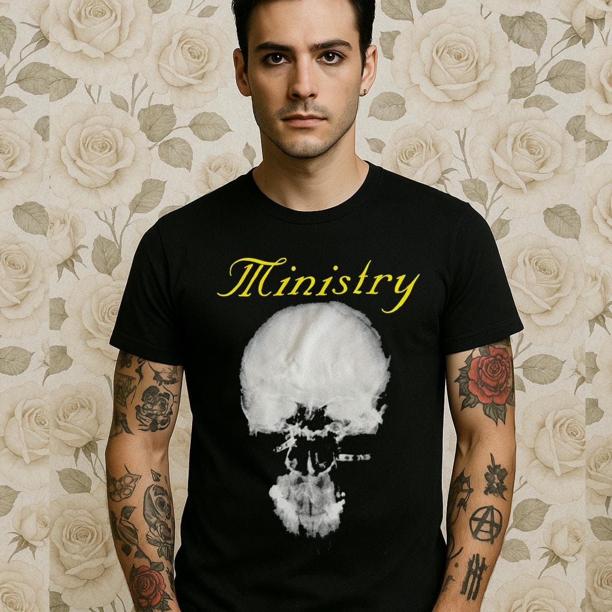 Ministry Skull Graphic T-Shirt, Officially Licensed Band Tee