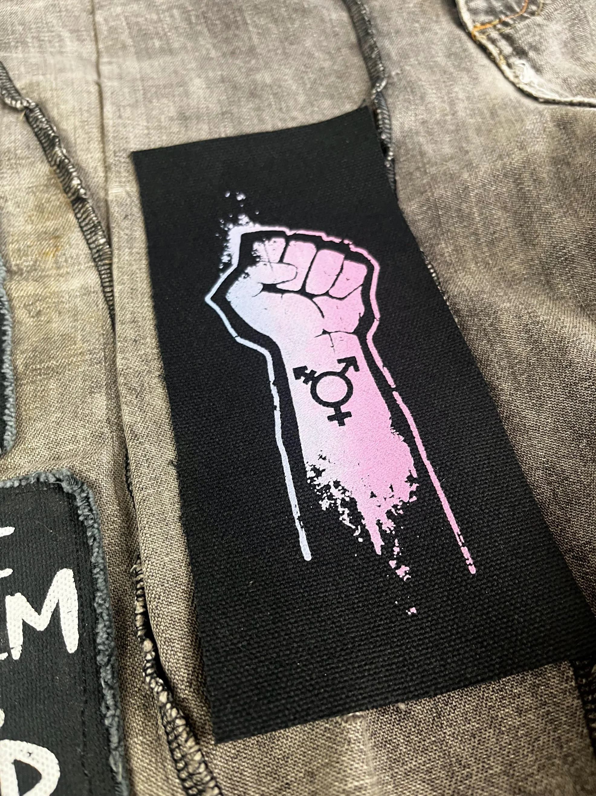 Trans Pride Fist Patch – Punk Activist, Battle Vest Patch - image 4