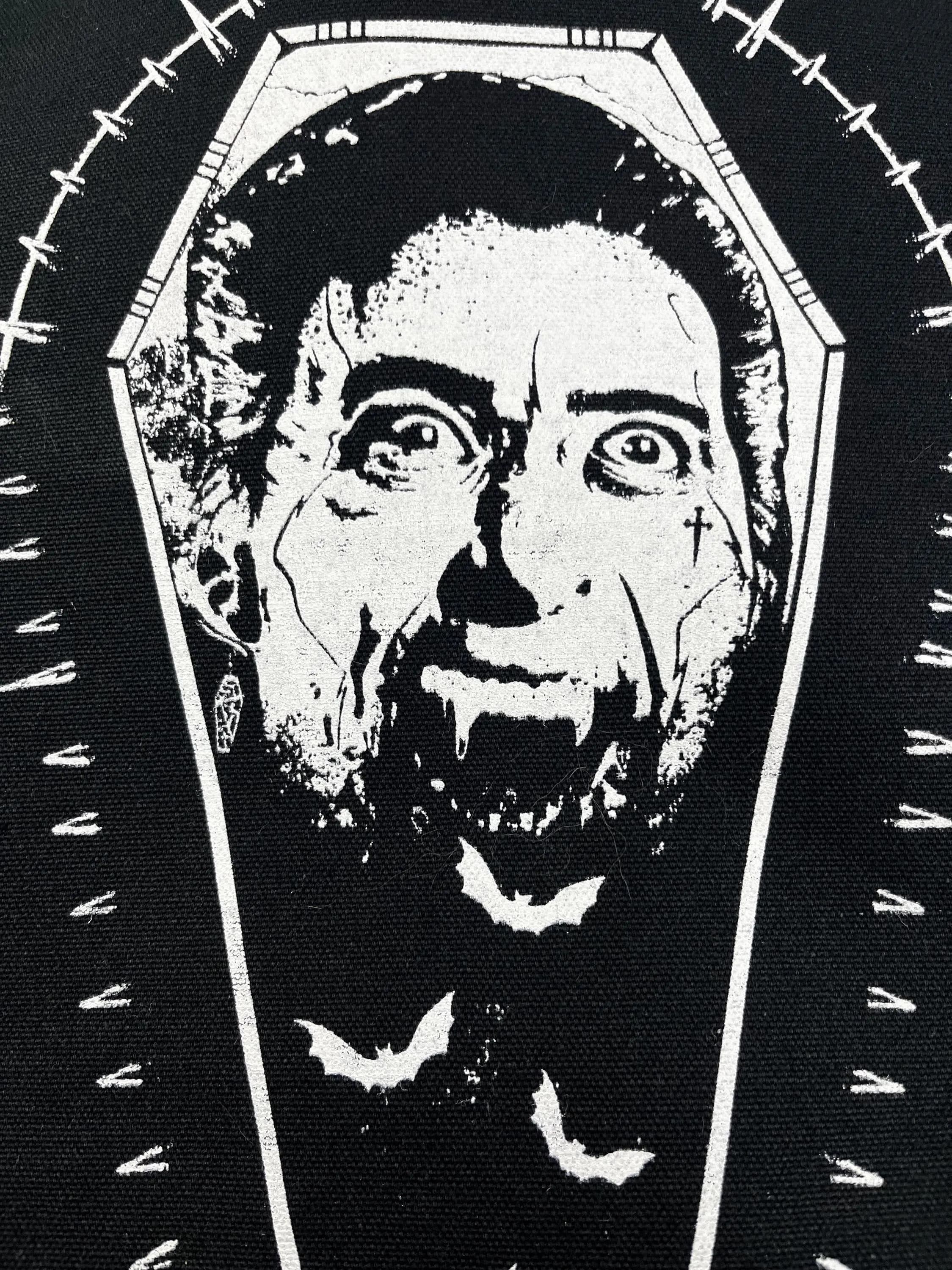 Dracula Back Patch: Vintage Coffin & Bats, Punk Goth Horror - image 3