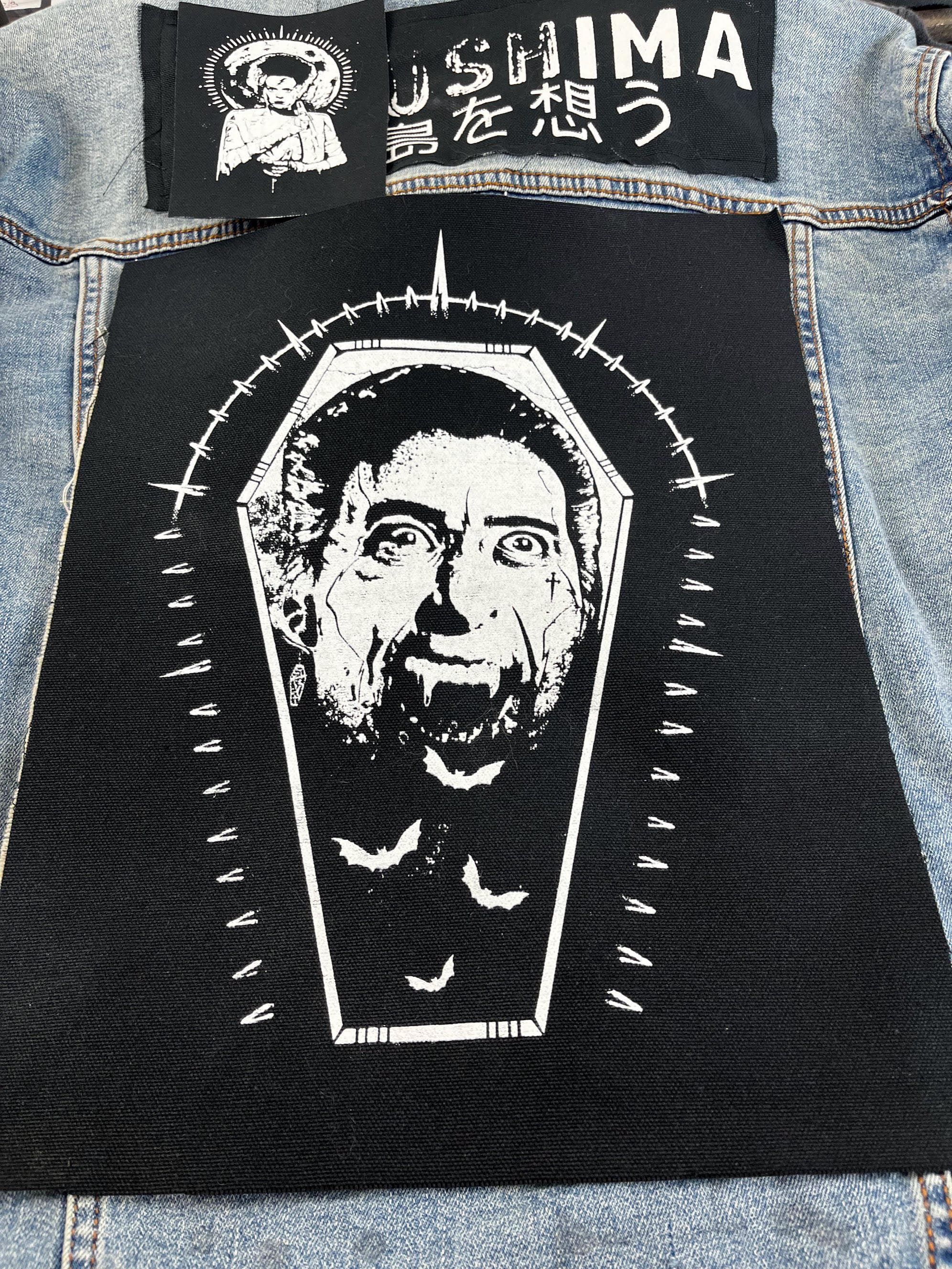 Dracula Back Patch: Vintage Coffin & Bats, Punk Goth Horror - image 4