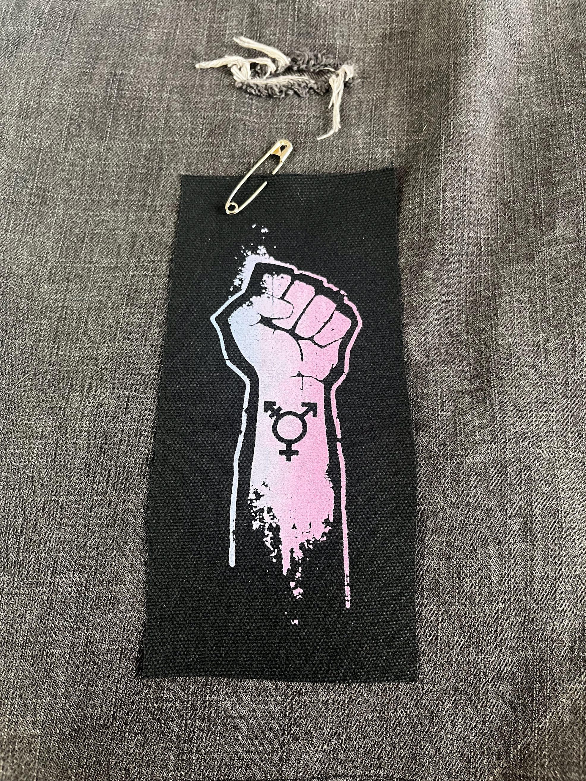 Trans Pride Fist Patch – Punk Activist, Battle Vest Patch