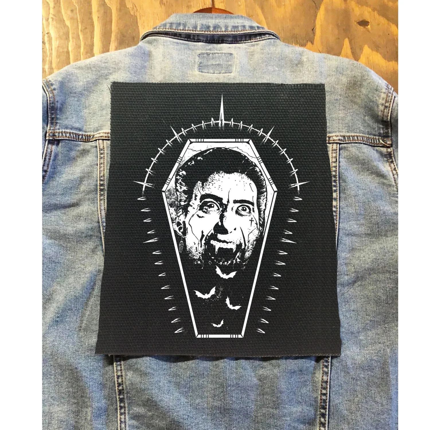 Dracula Back Patch: Vintage Coffin & Bats, Punk Goth Horror