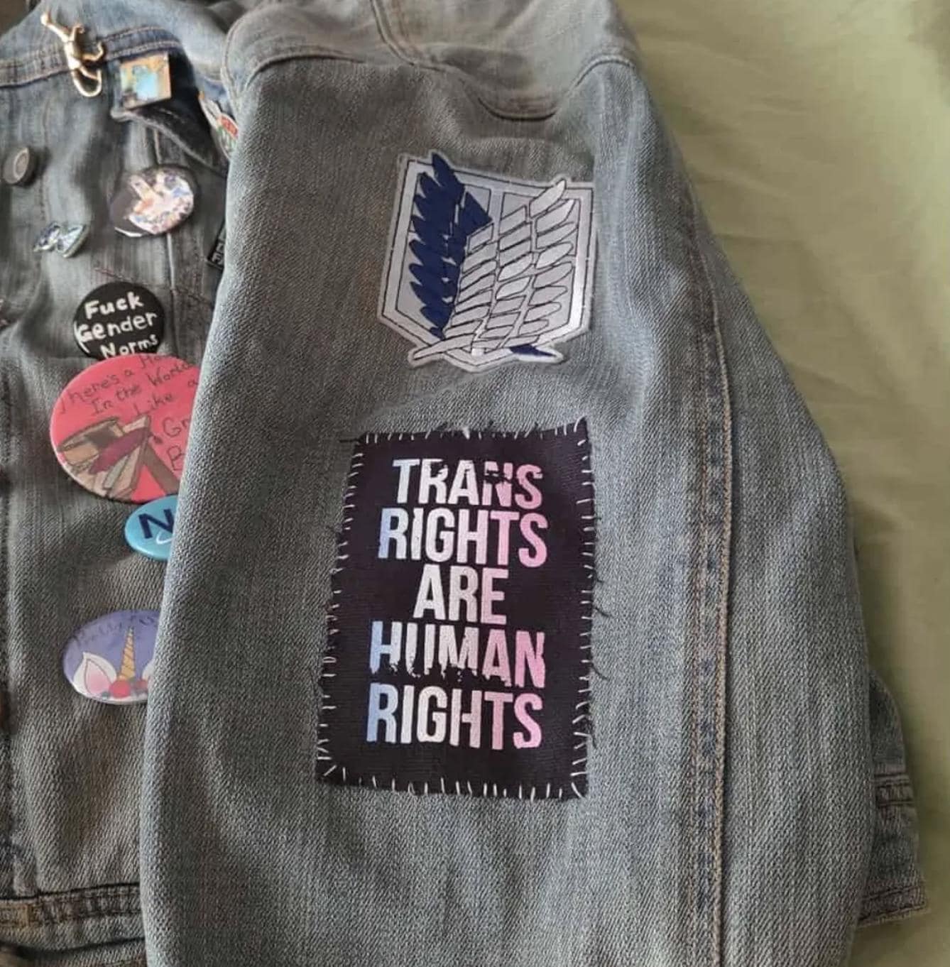 Trans Rights Are Human Rights Patch: Multicolor Punk Protest, Sew-On - image 3