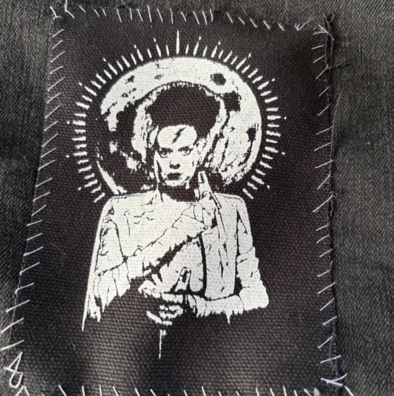 Bride of Frankenstein Patch: Hand Screen Printed Punk Patch - image 3