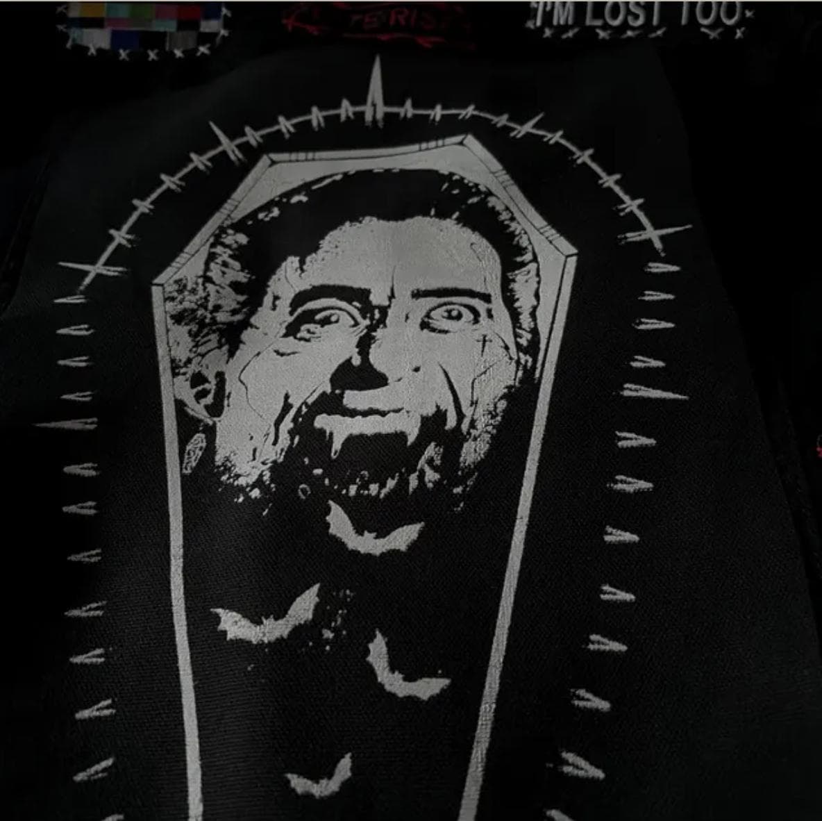 Dracula Back Patch: Vintage Coffin & Bats, Punk Goth Horror - image 5