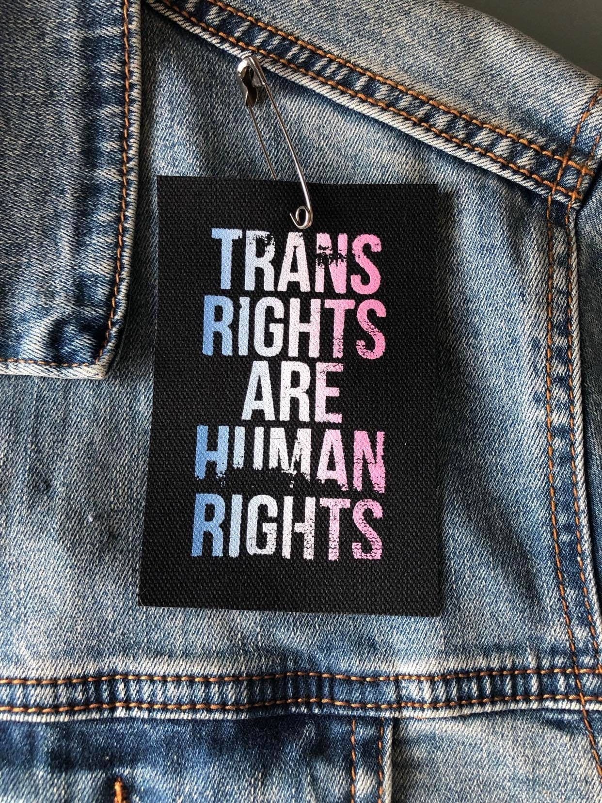 Trans Rights Are Human Rights Patch: Multicolor Punk Protest, Sew-On