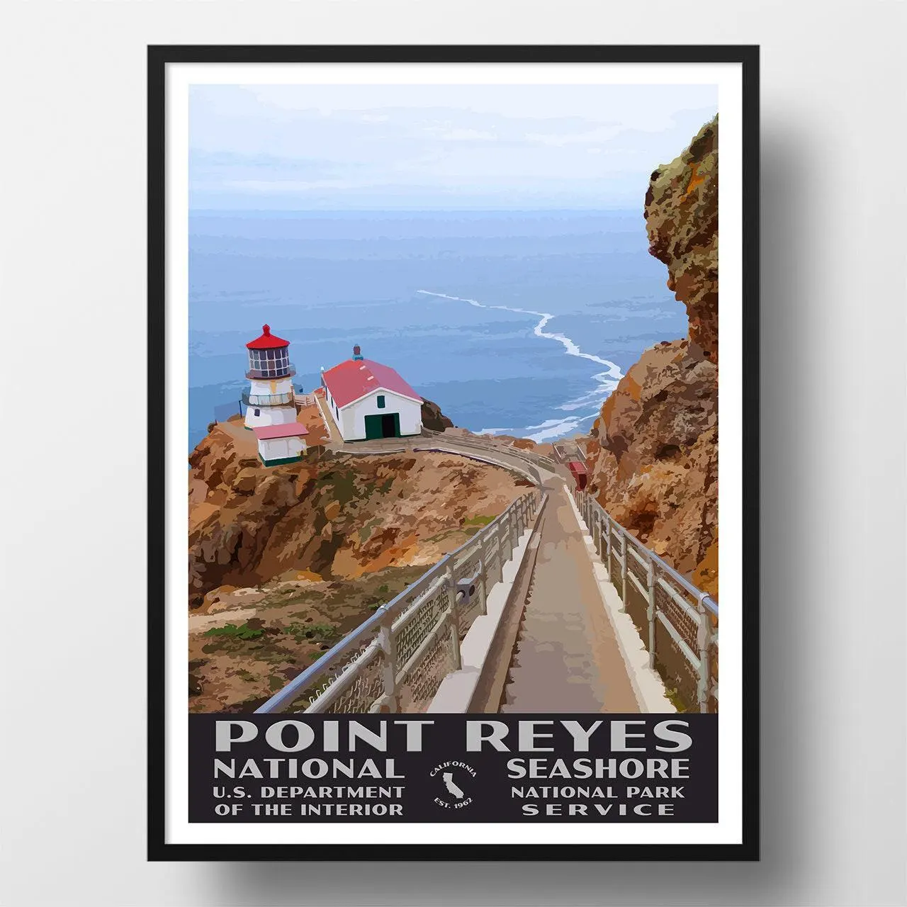 Point Reyes National Seashore Poster | Vintage WPA Style Travel Poster | 8" x 10" to 24" x 36" | Made in USA | Free Shipping