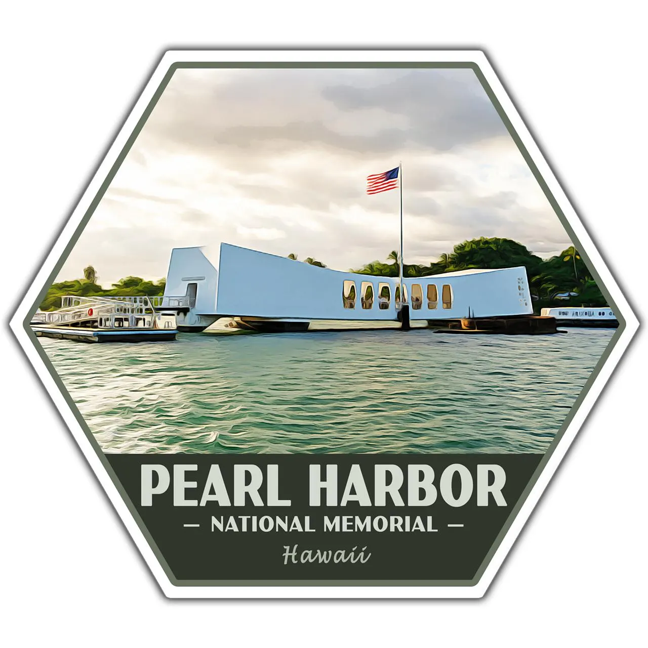 Pearl Harbor National Memorial Sticker | Pearl Harbor Sticker | Vinyl Sticker | 2.25" x 2" to 3.4" x 3.0" | Made in USA | Free Shipping