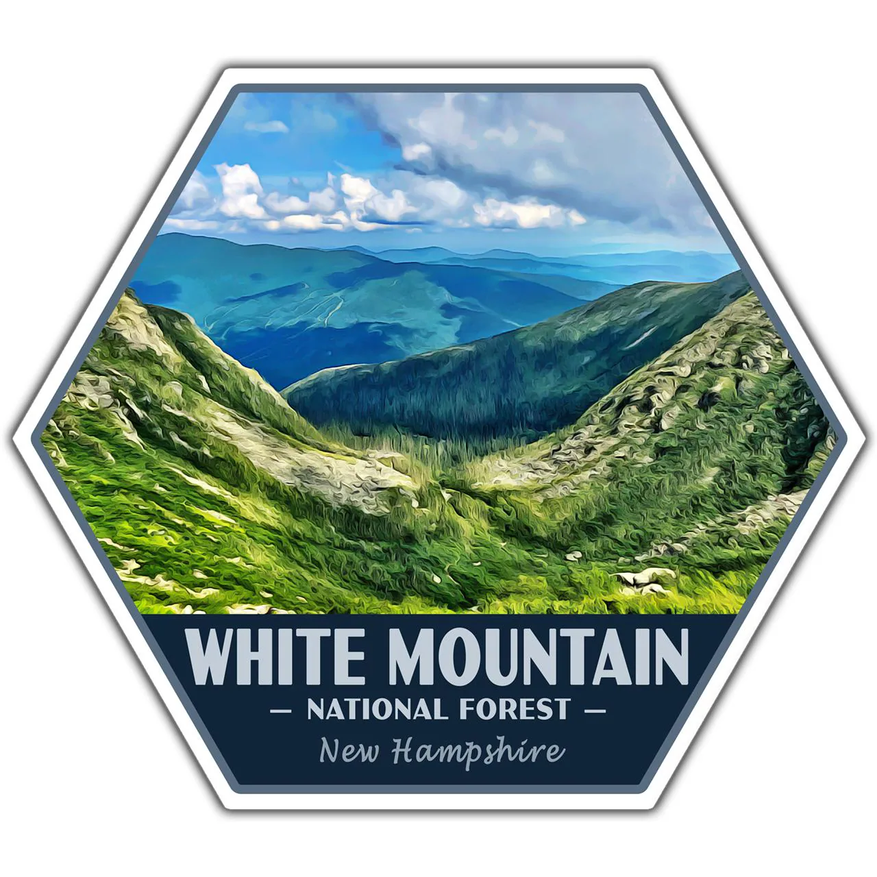 White Mountain National Forest Sticker | White Mountain Sticker | Vinyl Sticker | 2.25" x 2" to 3.4" x 3.0" | Made in USA | Free Shipping