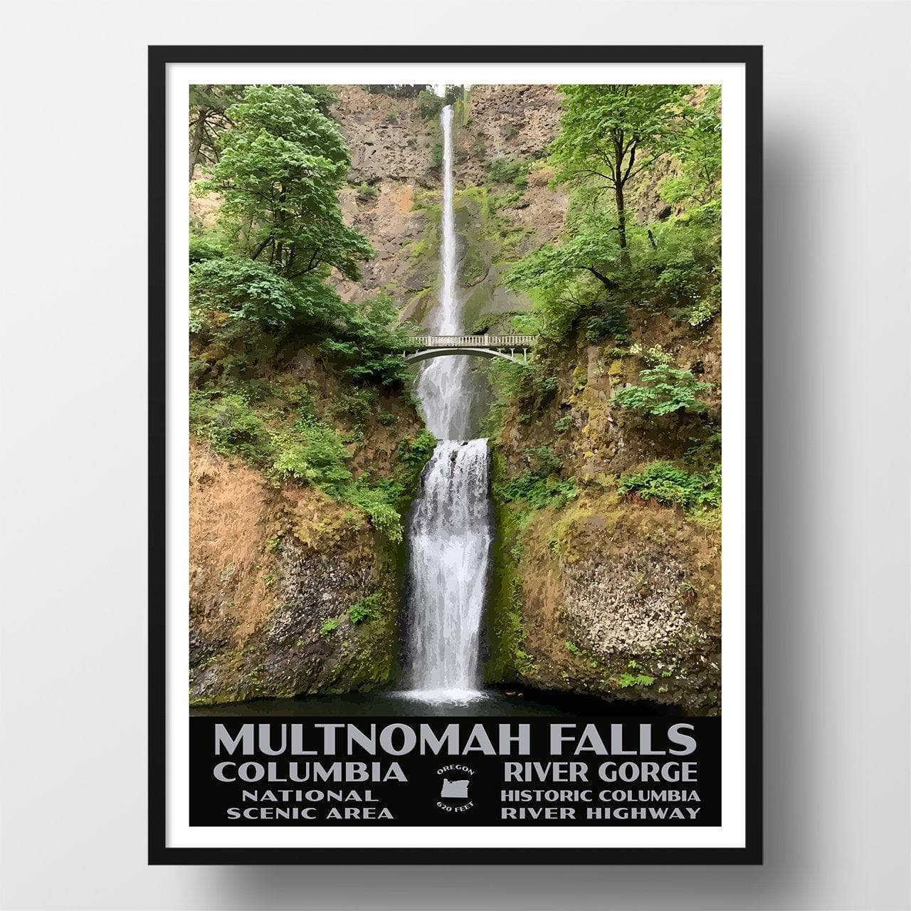 Multnomah Falls National Scenic Area Poster | Vintage WPA Style Travel Poster | 8" x 10" to 24" x 36" | Made in USA | Free Shipping