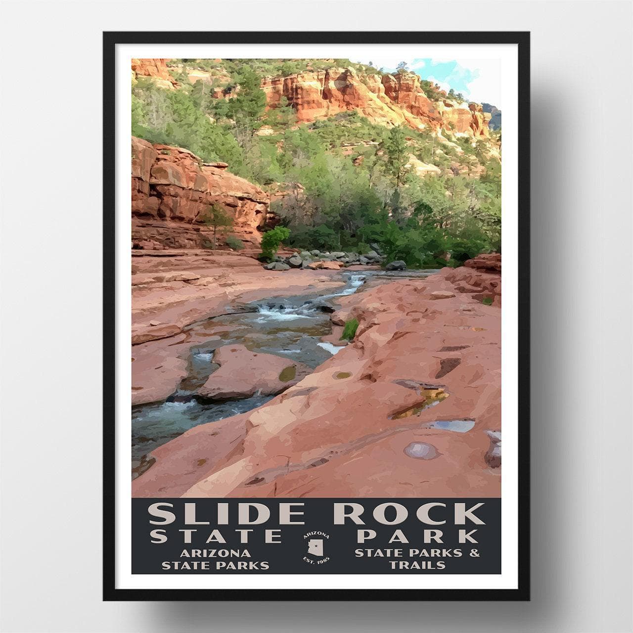 Slide Rock State Park Poster | Vintage WPA Style Travel Poster | 8" x 10" to 24" x 36" | Made in USA | Free Shipping