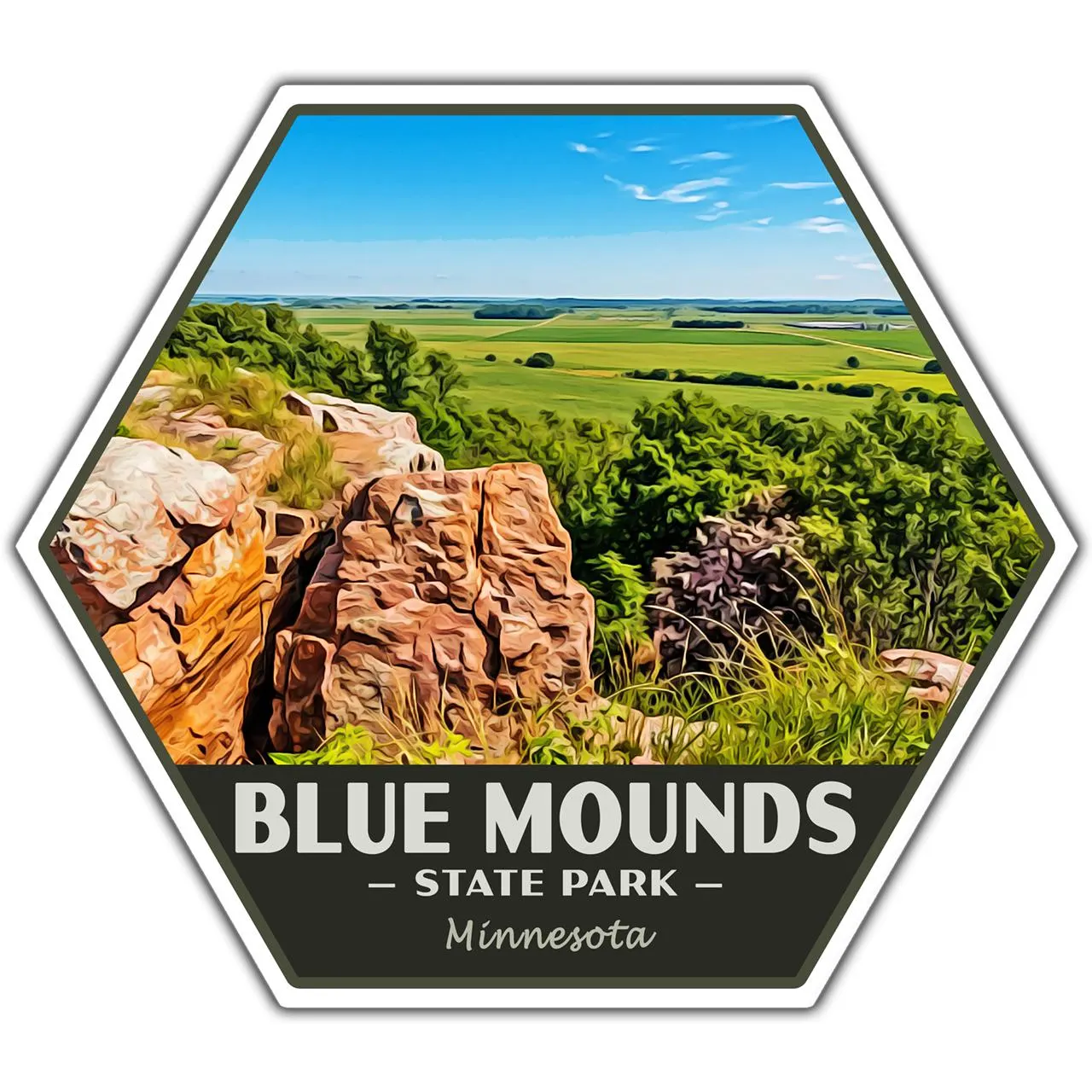 Blue Mounds State Park Sticker | Blue Mounds Sticker | Vinyl Sticker | 2.25" x 2" to 3.4" x 3.0" | Made in USA | Free Shipping