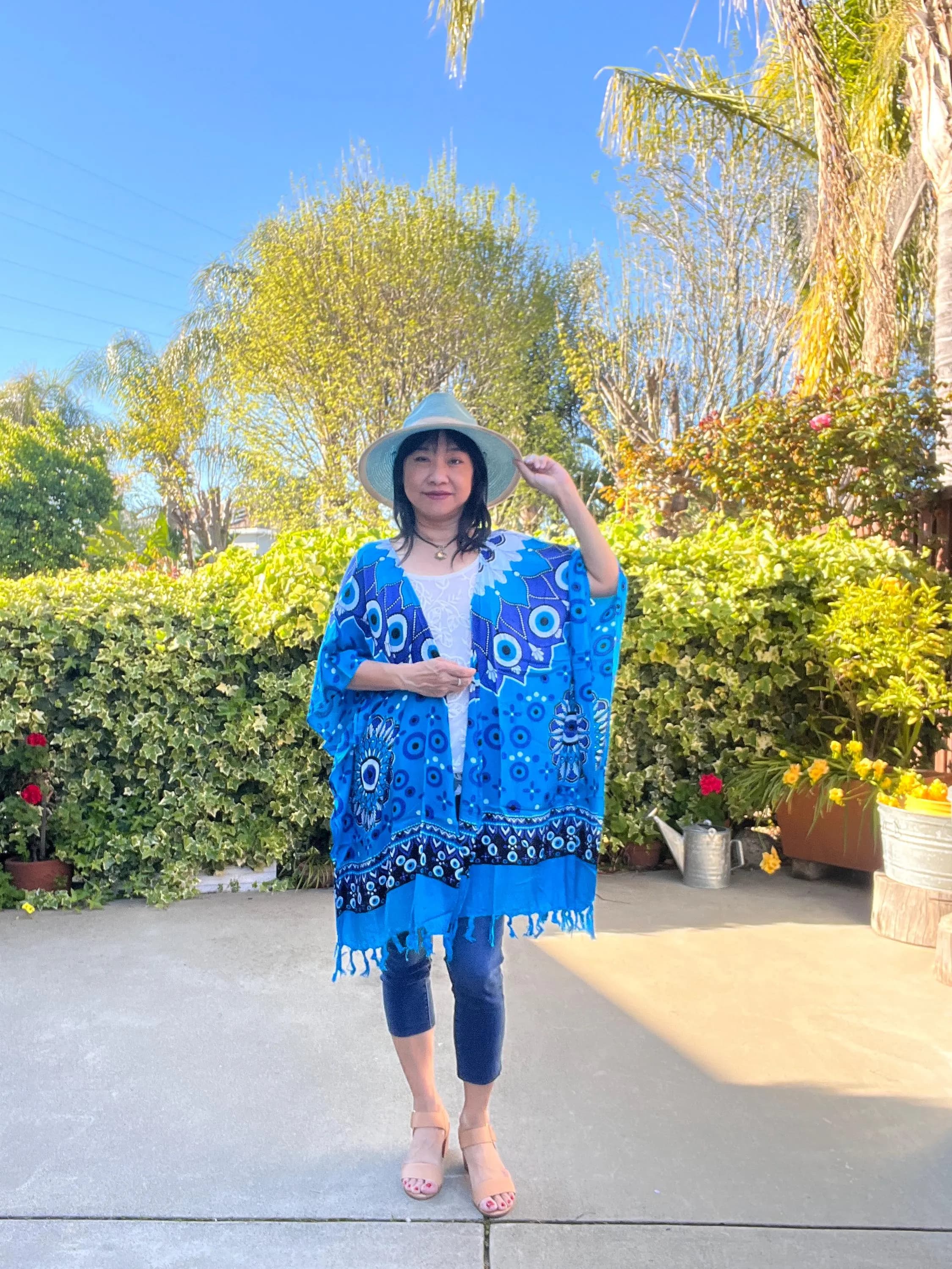 CG26 - 3 Colors Abstract Batik Women Kaftan Kimono Cardigan Duster Jacket Beachwear Cover up - S, M, L, XL, 1X, 2X, 3X, 4X & 5X