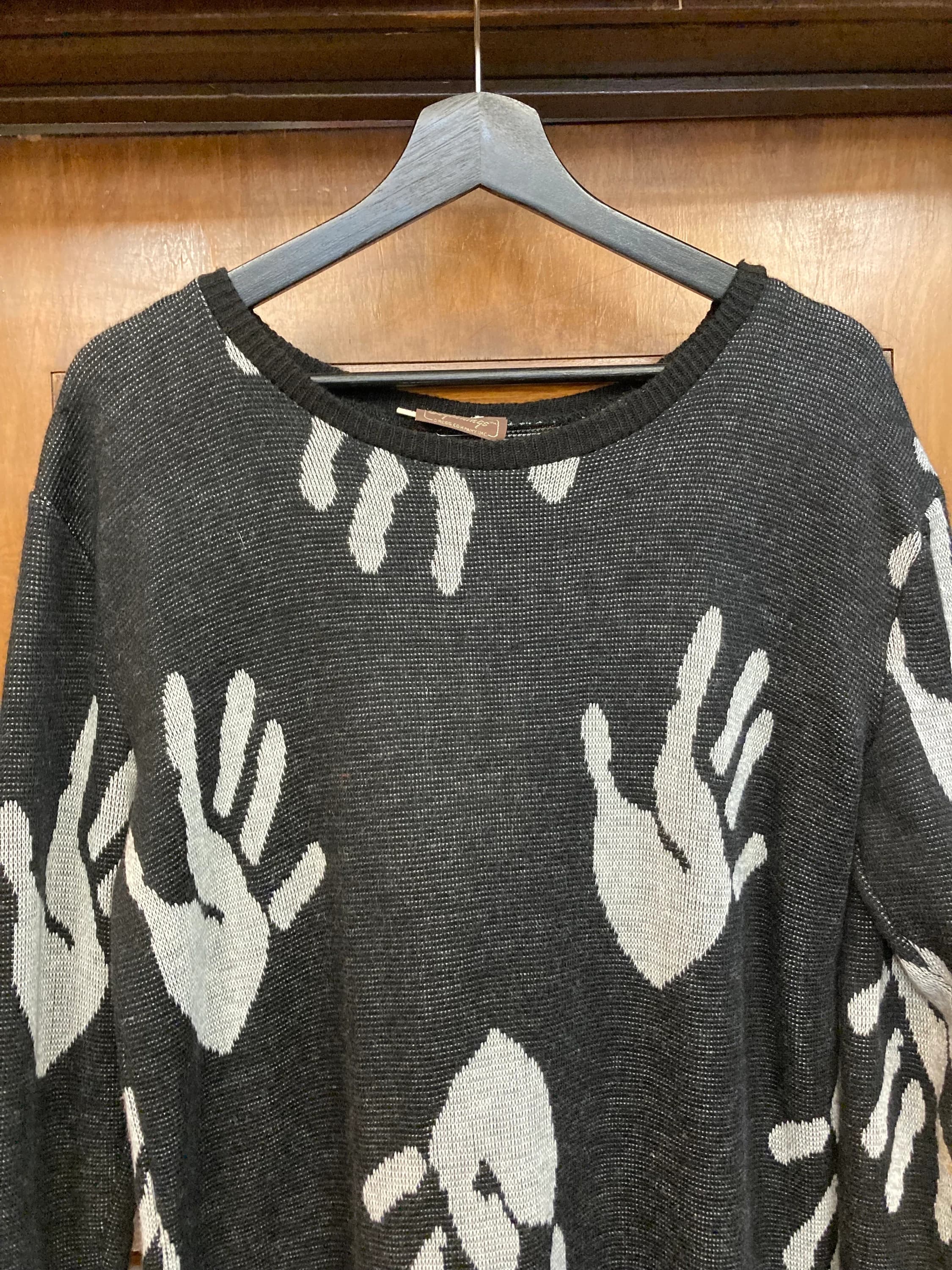 Vintage 1980s Betsey Johnson Style Handprint New Wave Punk Sweater Dress, New Wave, 1980s Dress, Vintage Sweater Dress, Knit, Hand Print - image 4