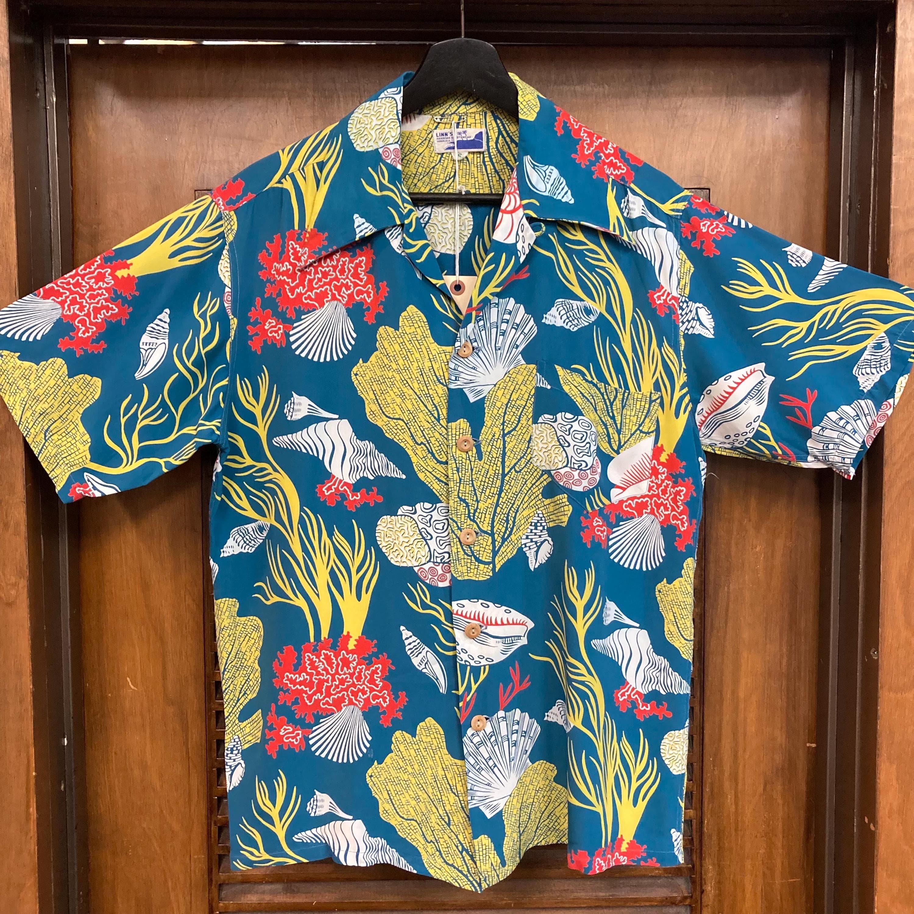 Vintage 1940’s “Kamehameha” Atomic Underwater Seashell Silky Rayon Tiki Hawaiian Shirt, Signed Selvedge, Vintage Hawaiian Shirt - image 3