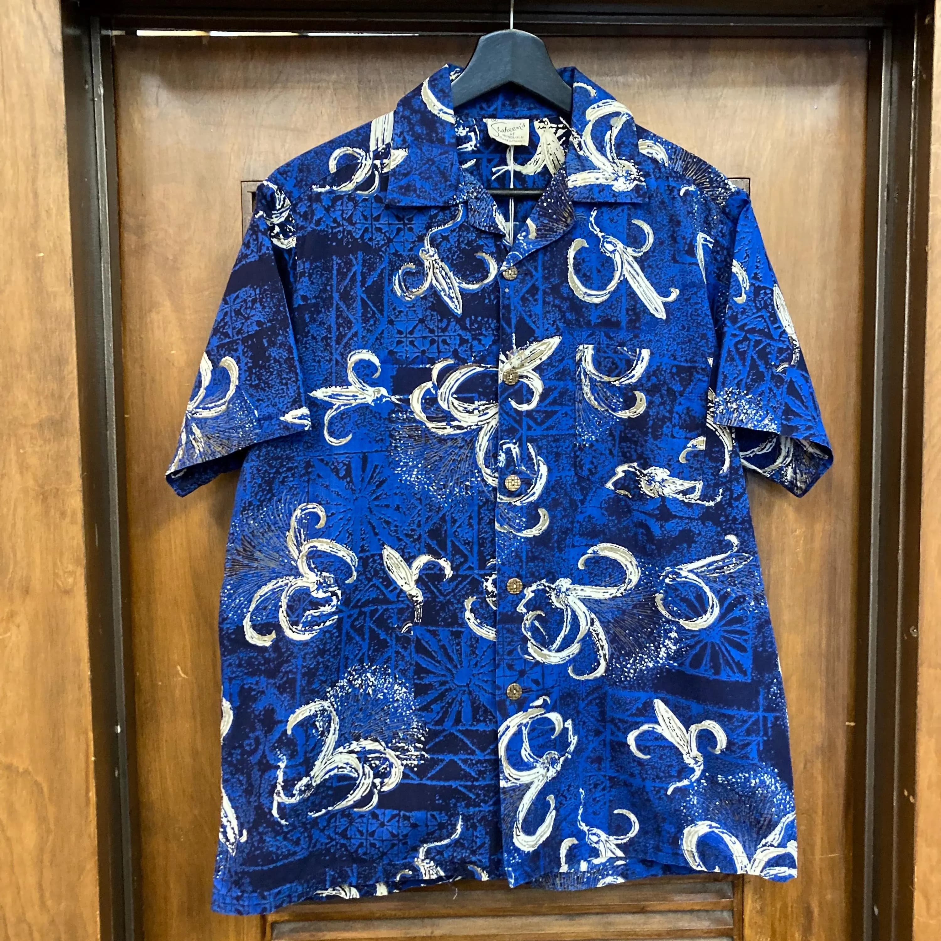 Vintage 1950’s Dated 1957 “Shaheen’s” Tiki Floral Cotton Loop Collar Hawaiian Shirt, Signed Selvedge, Bombax Tapa, 1950’s Shirt - image 4