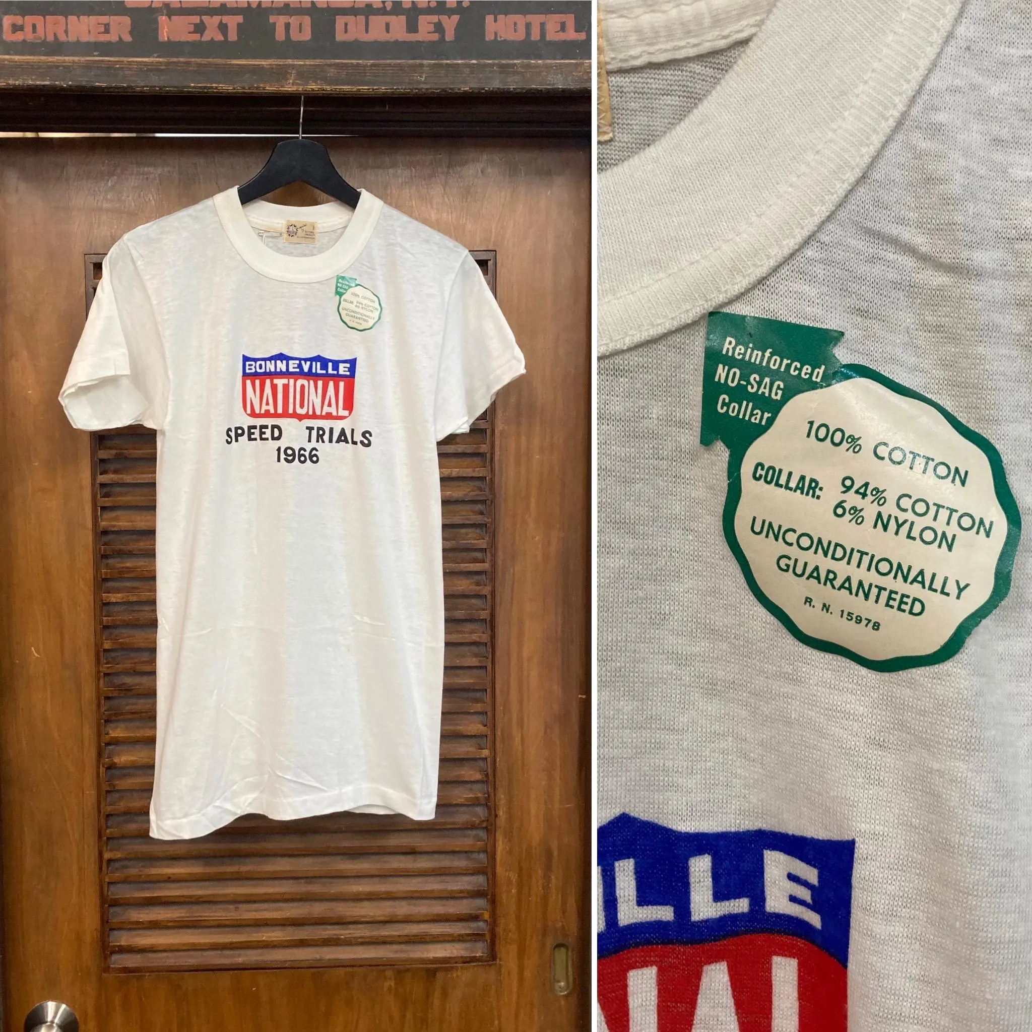 Vintage 1960’s -Deadstock- Bonneville National Speed Trials NHRA Drag Race Hot Rod Cotton T-Shirt, 1960’s Shirt