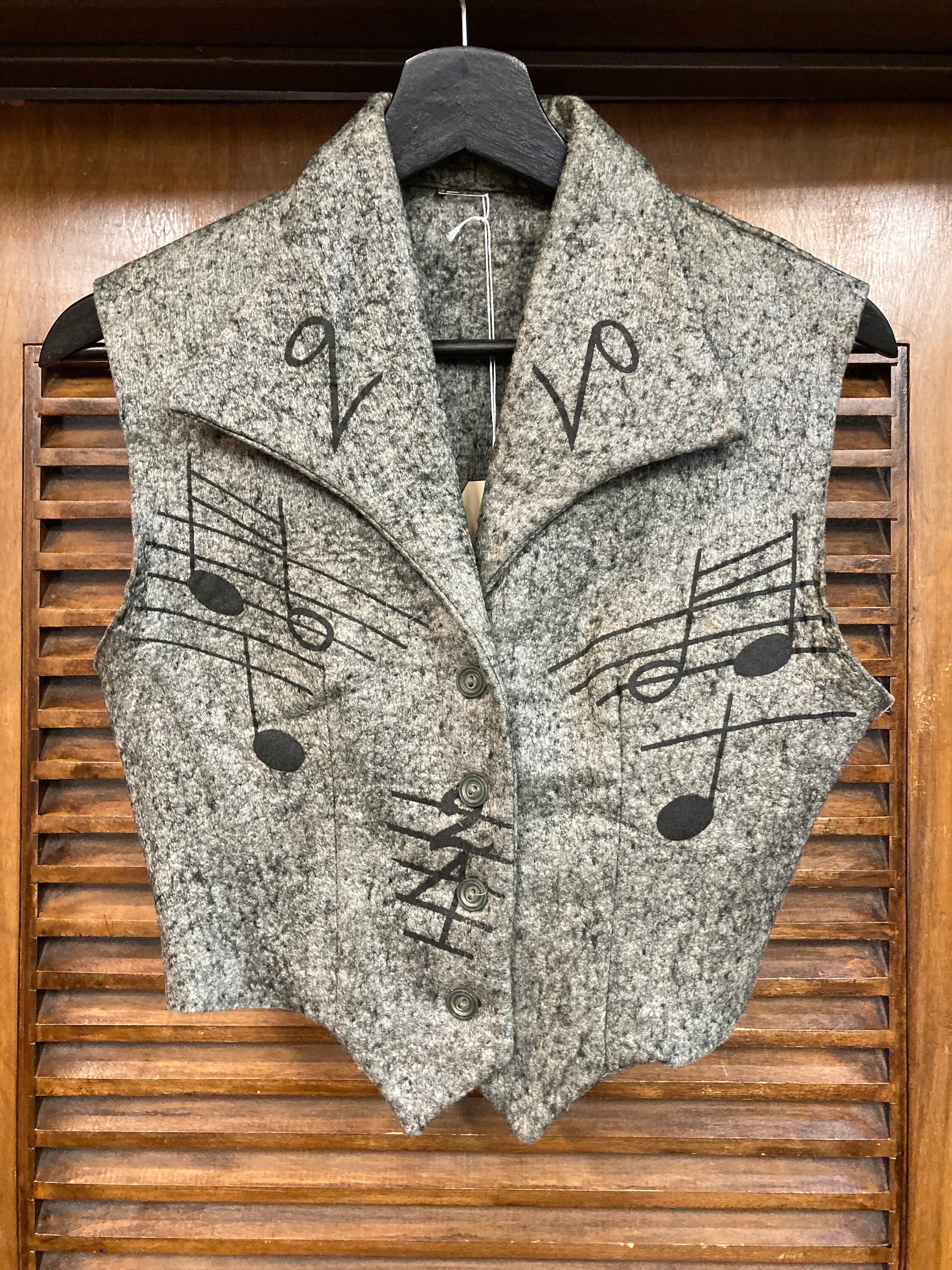 Vintage 1950’s Original Music Note Felt Rockabilly Two Piece Outfit Set, Vest & Circle Skirt, 1950’s 2 Piece Set, Music Note - image 4