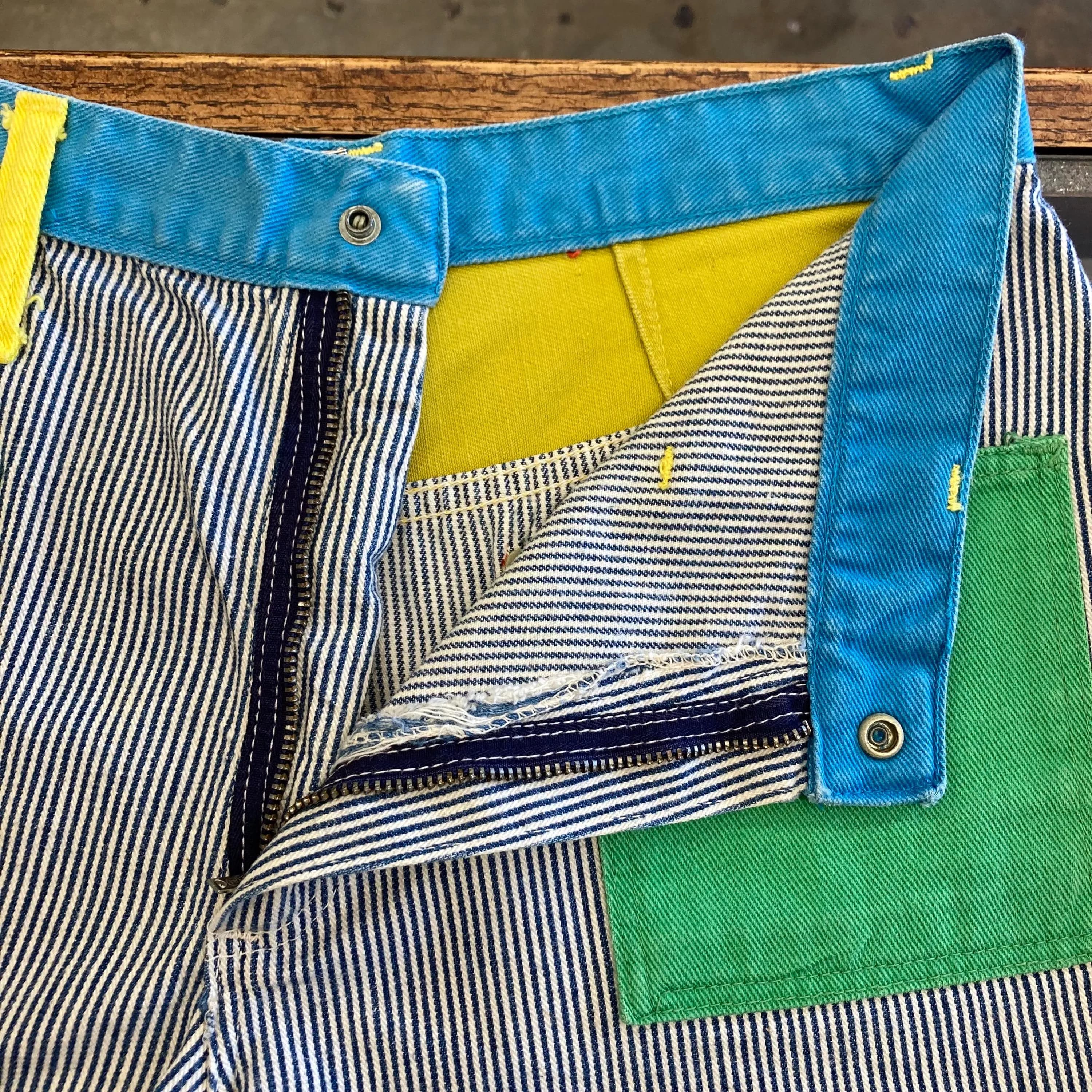 Vintage 1960’s w31 Original Peter Max Wrangler Pop Art Glam Hippie Denim Shorts Jeans Pants, 1960’s Jacket - image 5