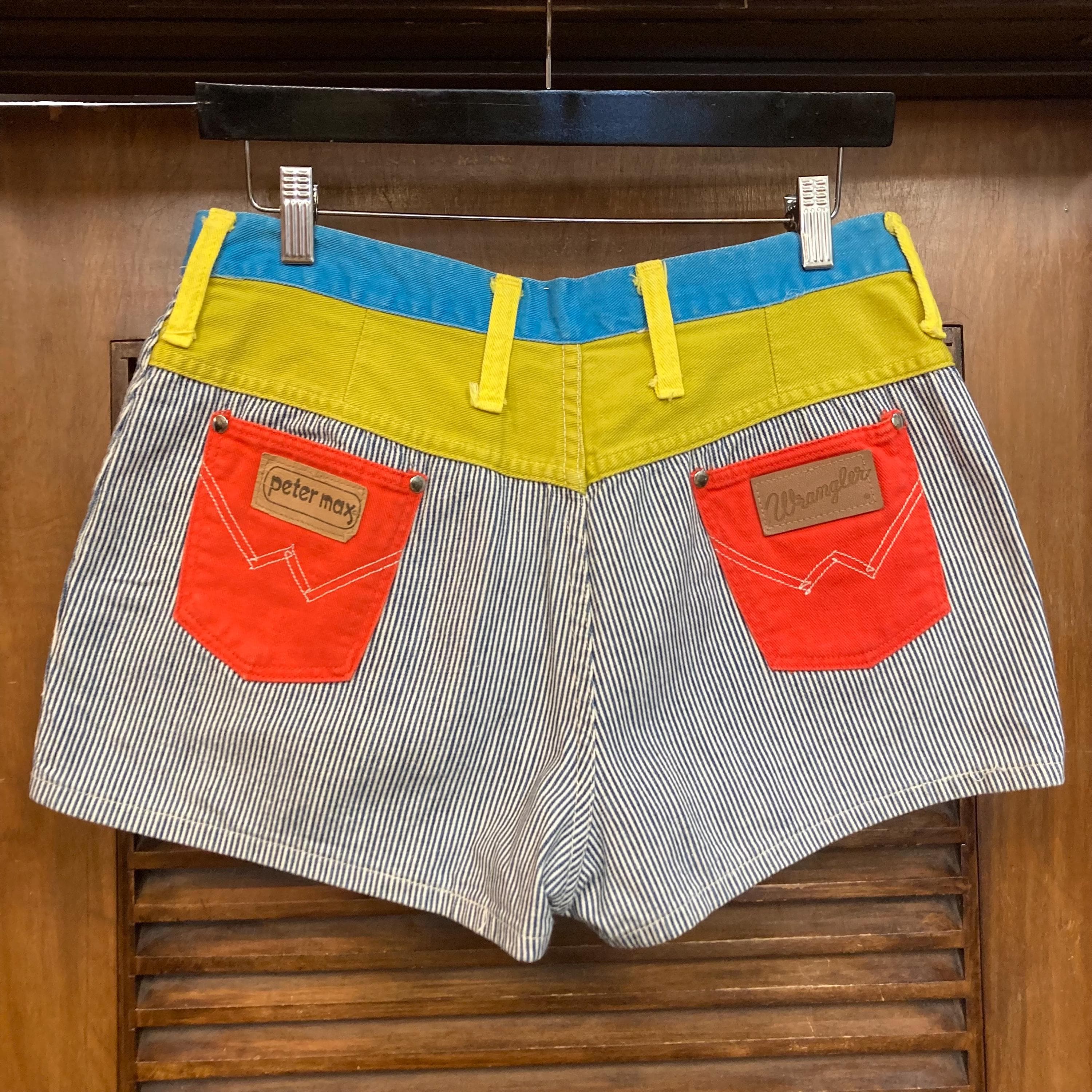 Vintage 1960’s w31 Original Peter Max Wrangler Pop Art Glam Hippie Denim Shorts Jeans Pants, 1960’s Jacket - image 4
