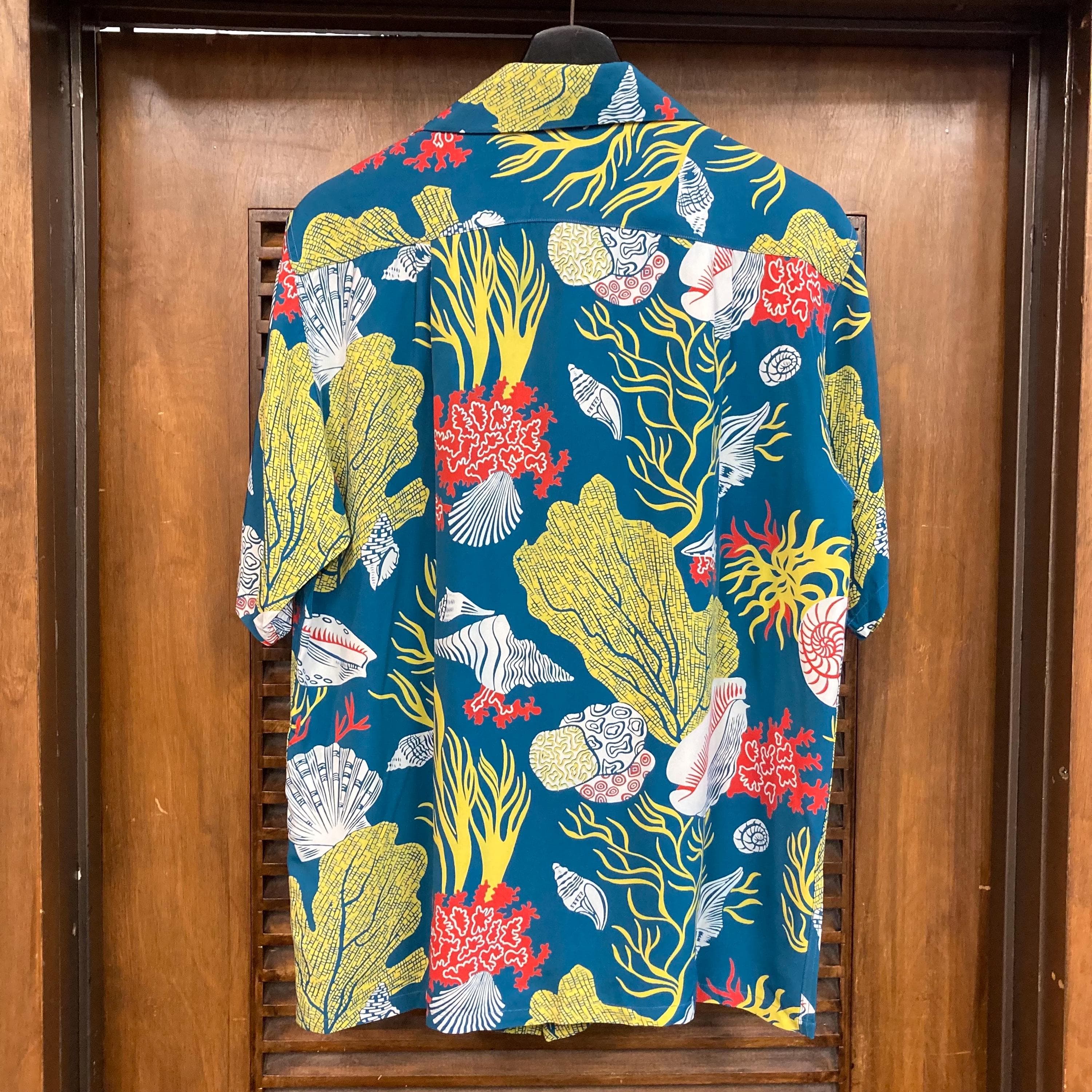 Vintage 1940’s “Kamehameha” Atomic Underwater Seashell Silky Rayon Tiki Hawaiian Shirt, Signed Selvedge, Vintage Hawaiian Shirt - image 5