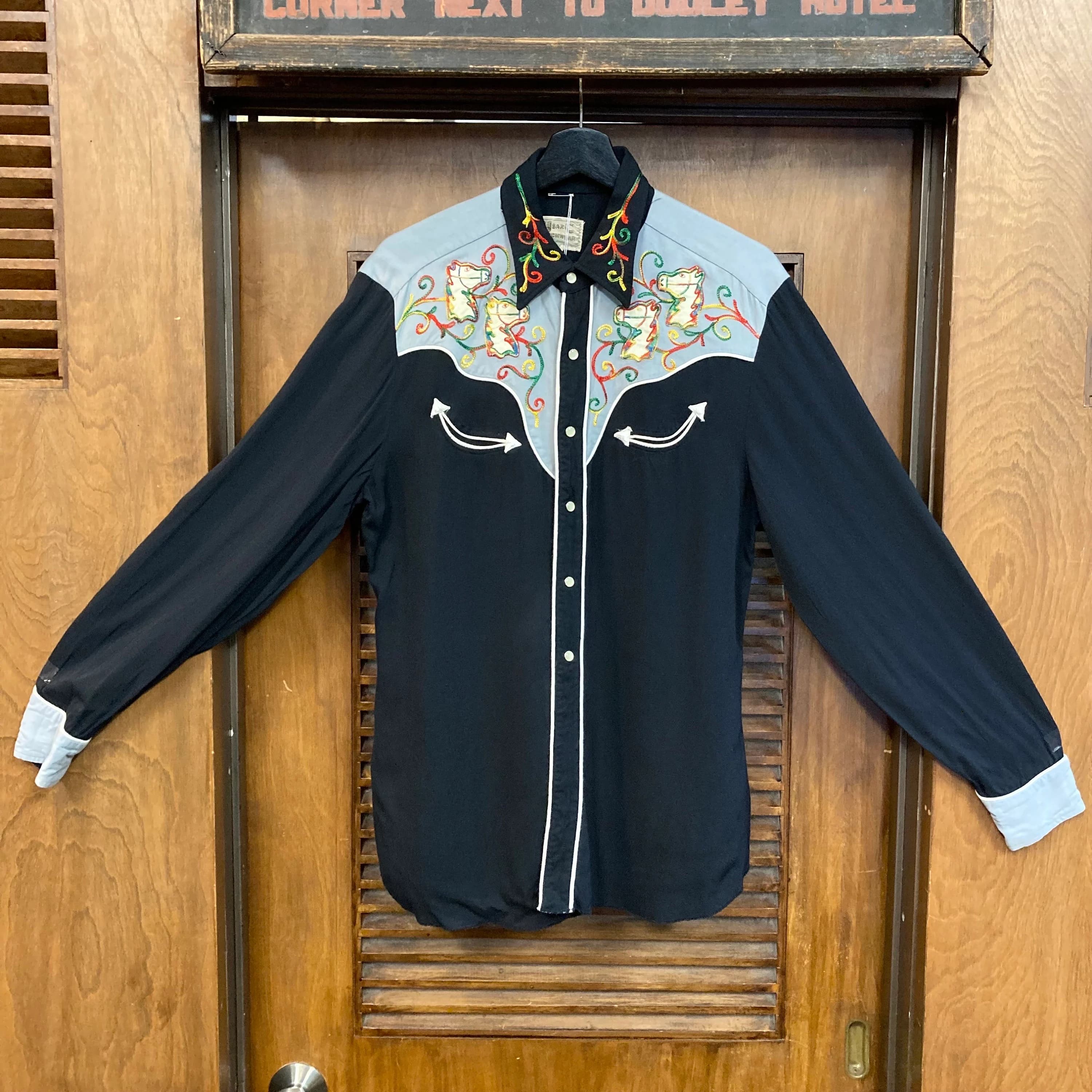 Vintage 1950’s “H Bar C” Horse Yoke Detail Rayon Gabardine Western Cowboy Rockabilly Shirt, 50’s Snap Button Shirt, Vintage Clothing - image 3