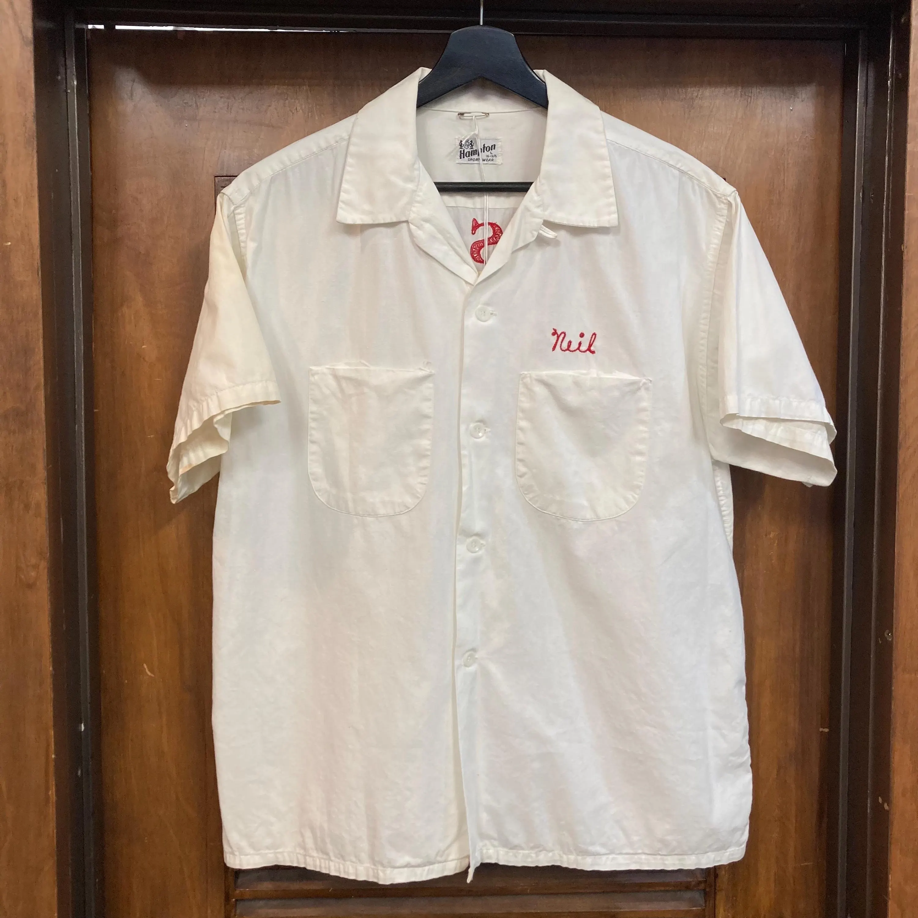 Vintage 1950’s Original Reddy Kilowatt Embroidered Cotton Bowling Work Shirt, Loop Collar, 1950’s Shirt - image 4