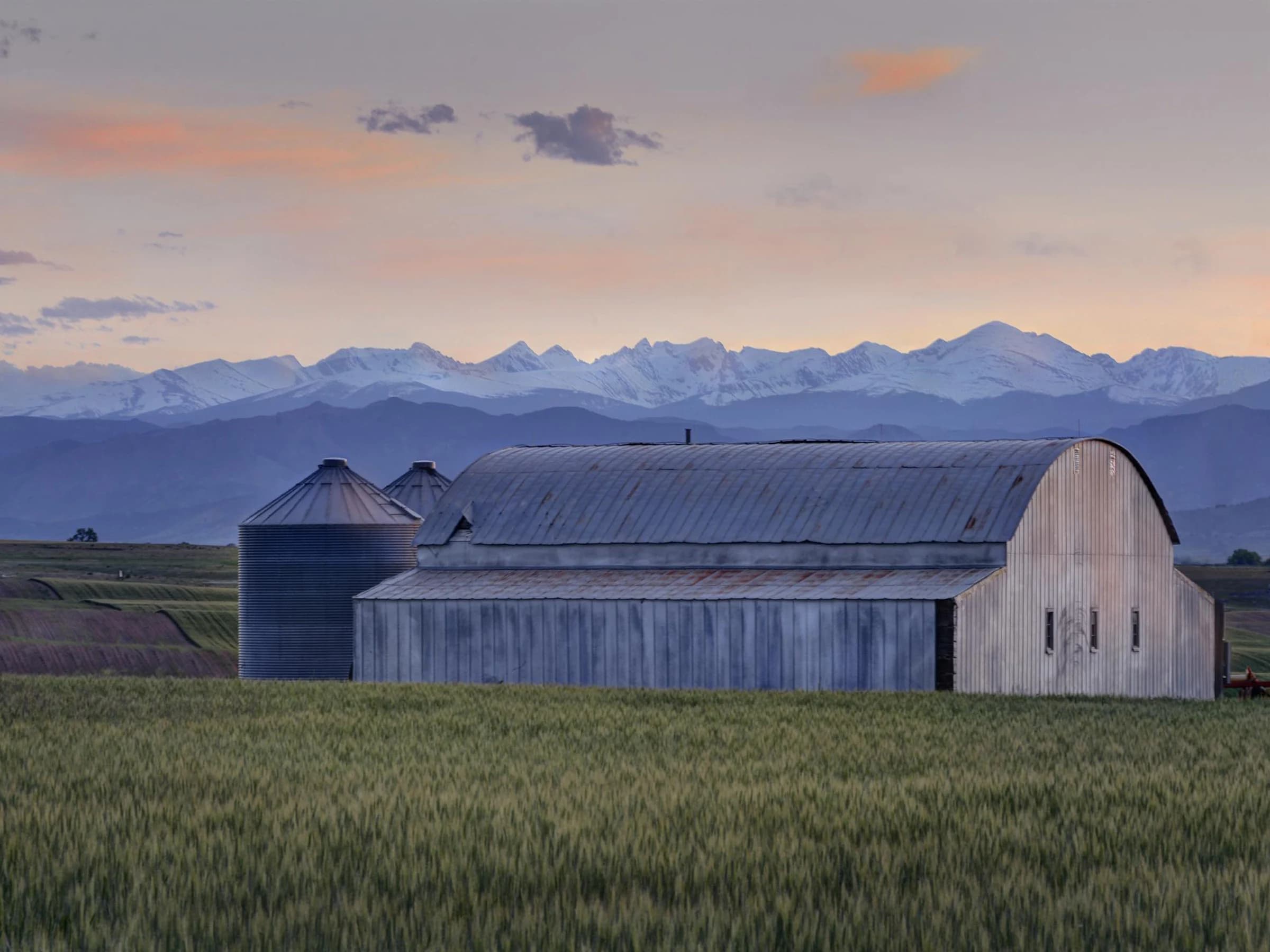 Colorado Farm and Rocky Mountains Photo, "High Plains to High Peaks", Canvas Wall Art