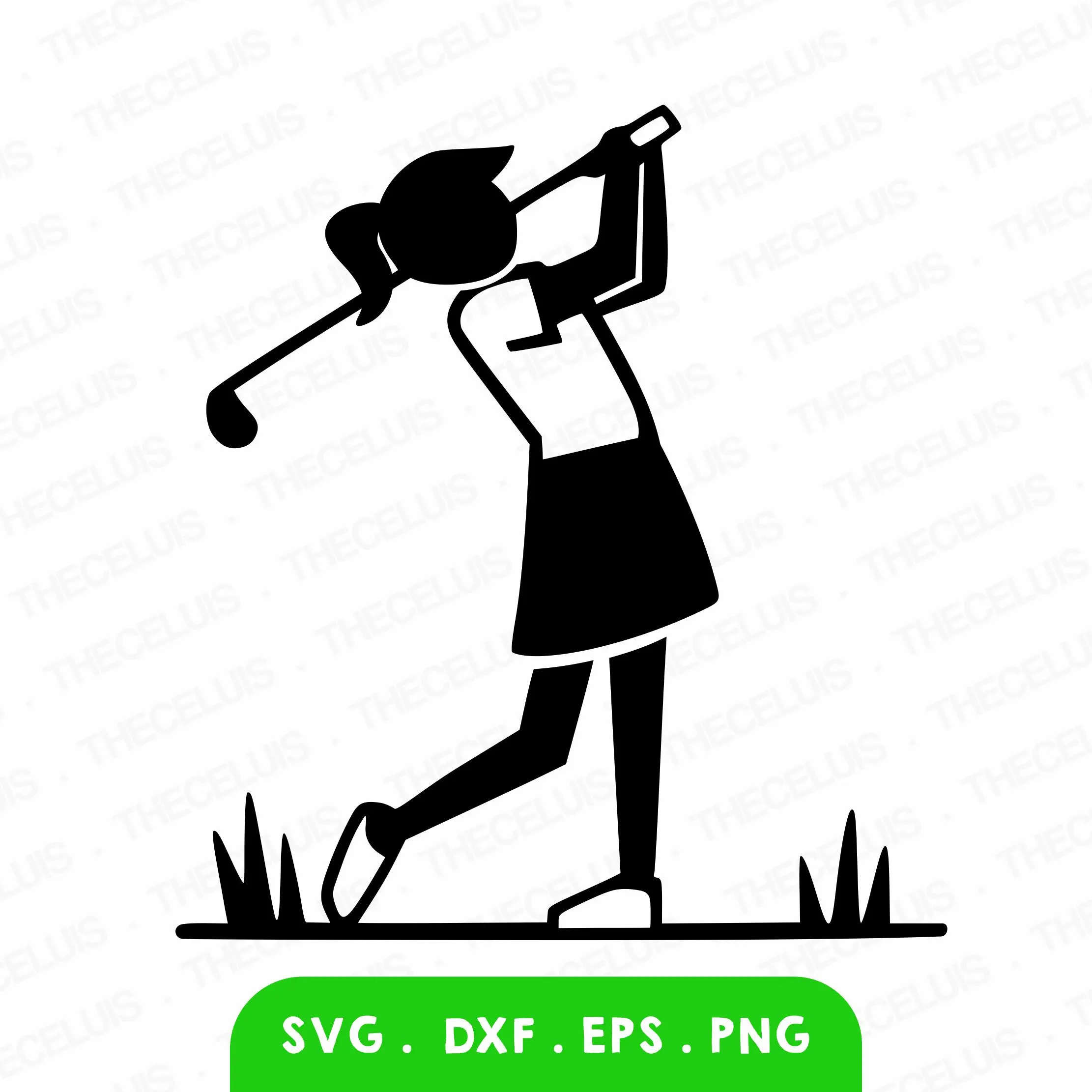 Woman Golfer SVG PNG DXF Files: Golf Vector Clipart for Cricut & Silhouette  (Digital Download)