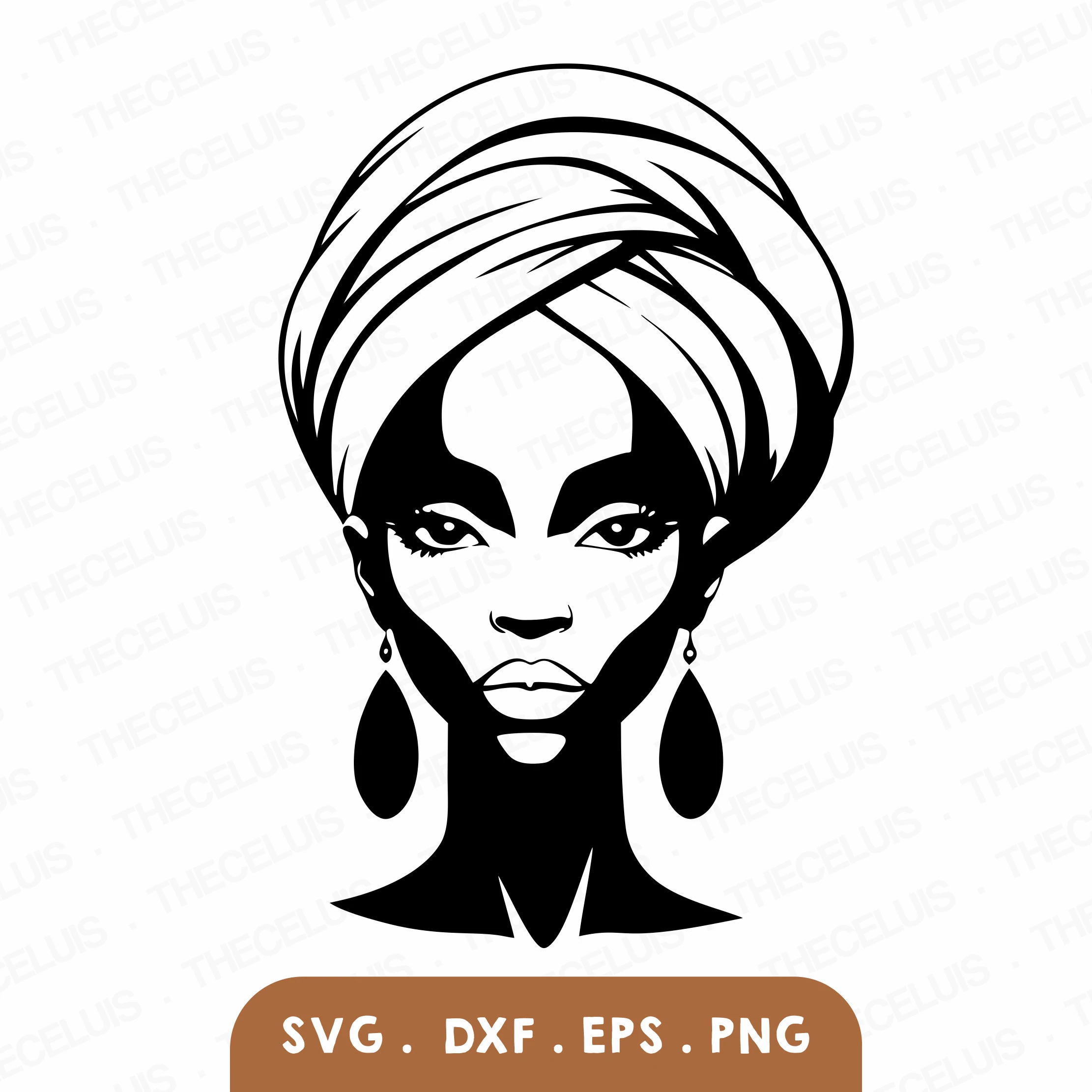 African Woman Portrait SVG PNG: Turban Clipart, Cricut & Silhouette Cut File (Digital Download)