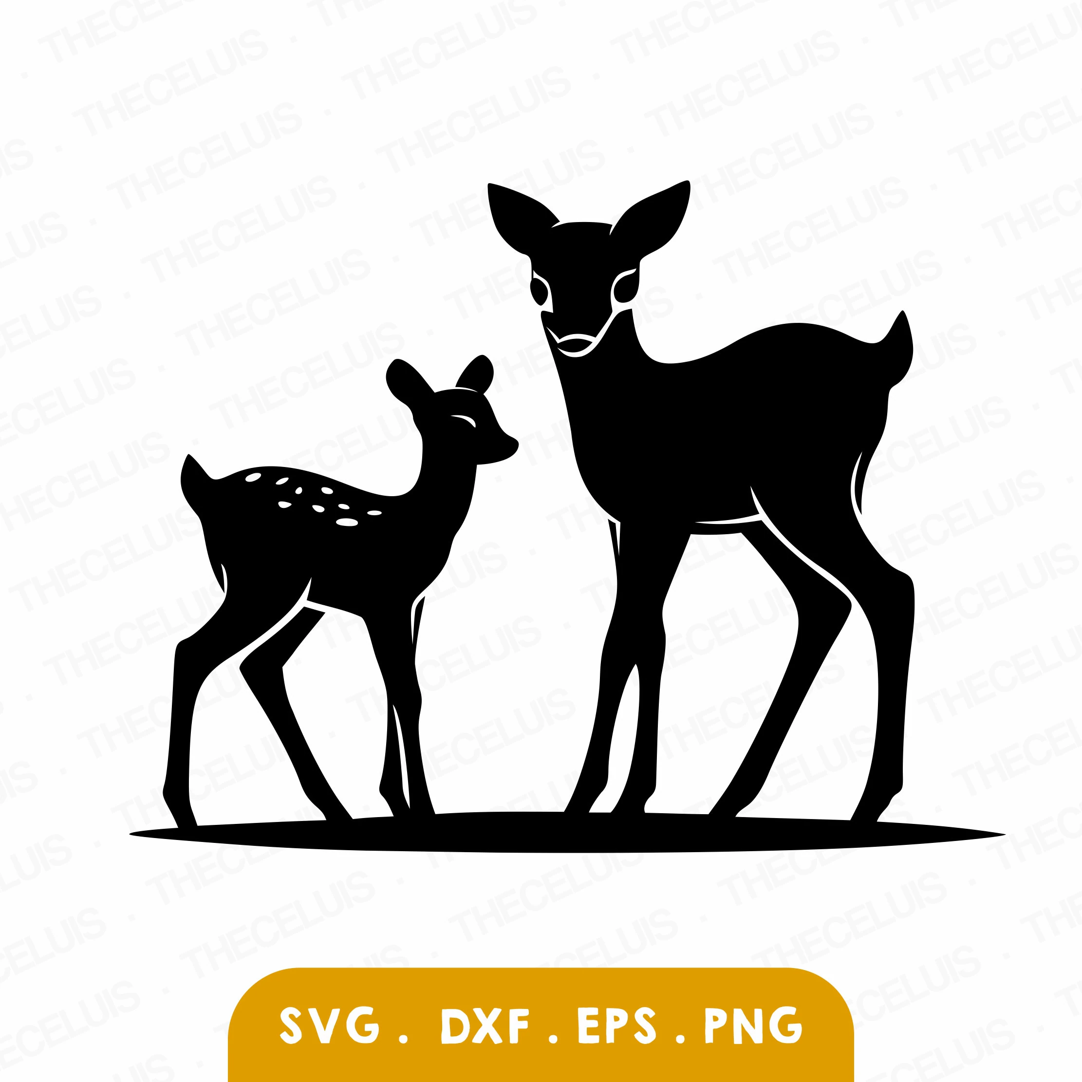 Doe and Fawn SVG PNG Files for Cricut, Silhouette - Cutting, Engraving: Deer Clipart