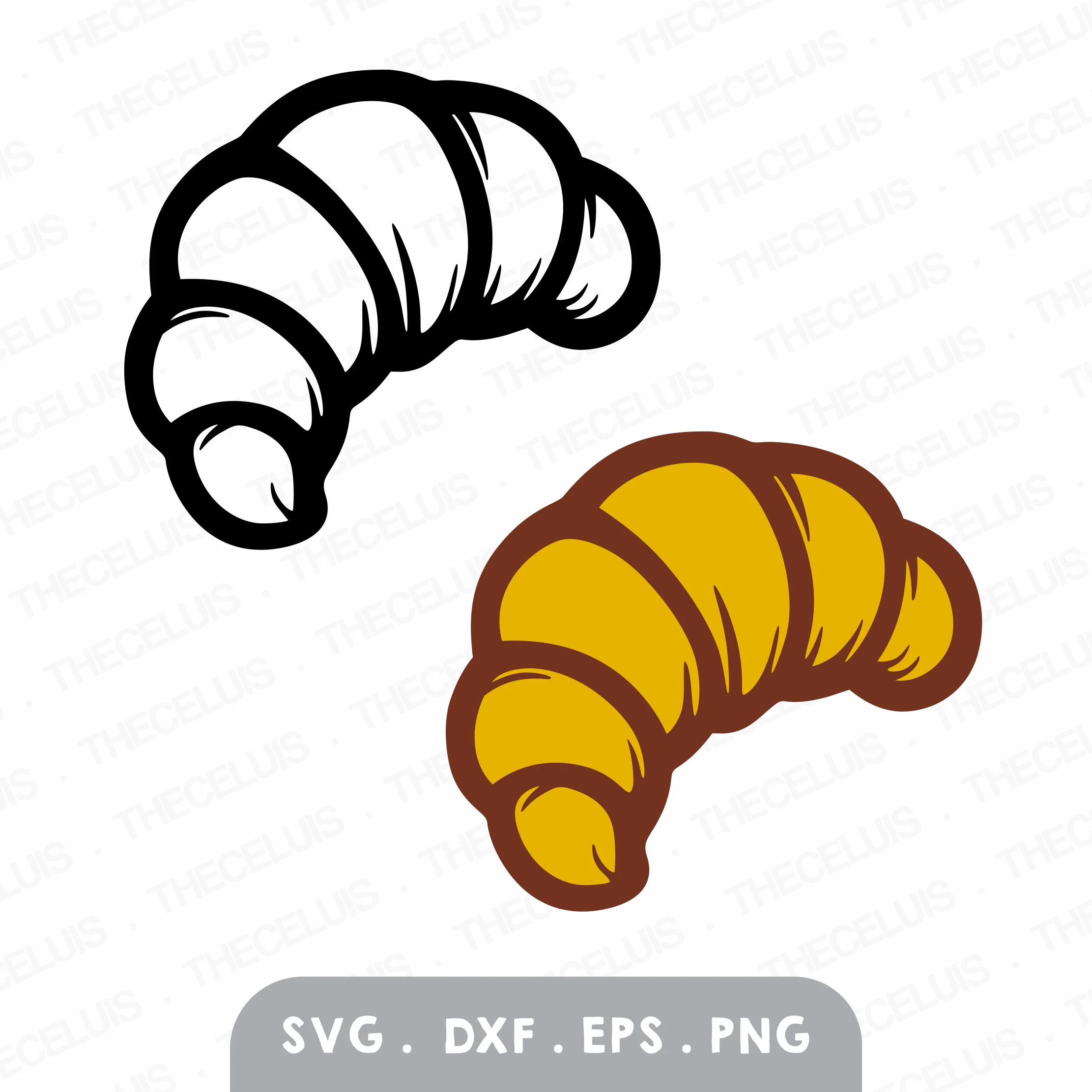 Croissant Layered SVG DXF Files for Cricut & Silhouette: Pastry PNG Clipart for Sublimation