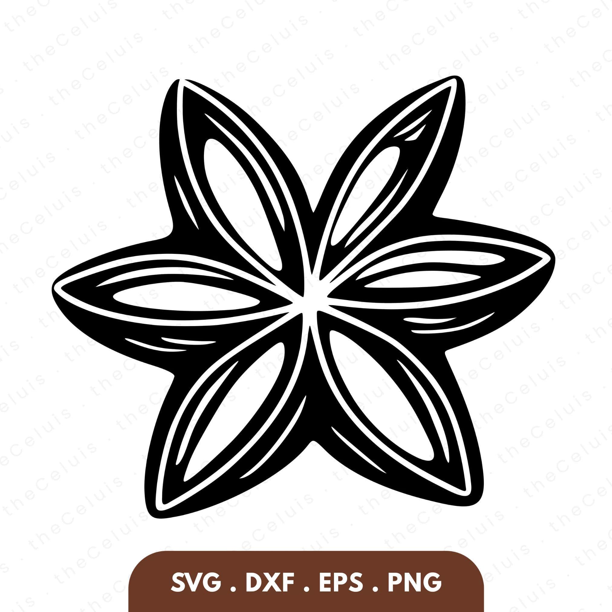 Star Anise SVG DXF PNG File for Cricut Silhouette - Cutting, Engraving: Kitchen Clipart