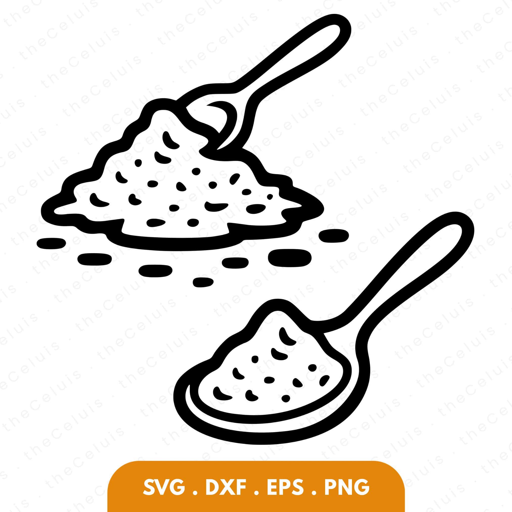 Spoon SVG DXF PNG File for Cricut Silhouette - Cutting, Engraving: Scoop Clipart