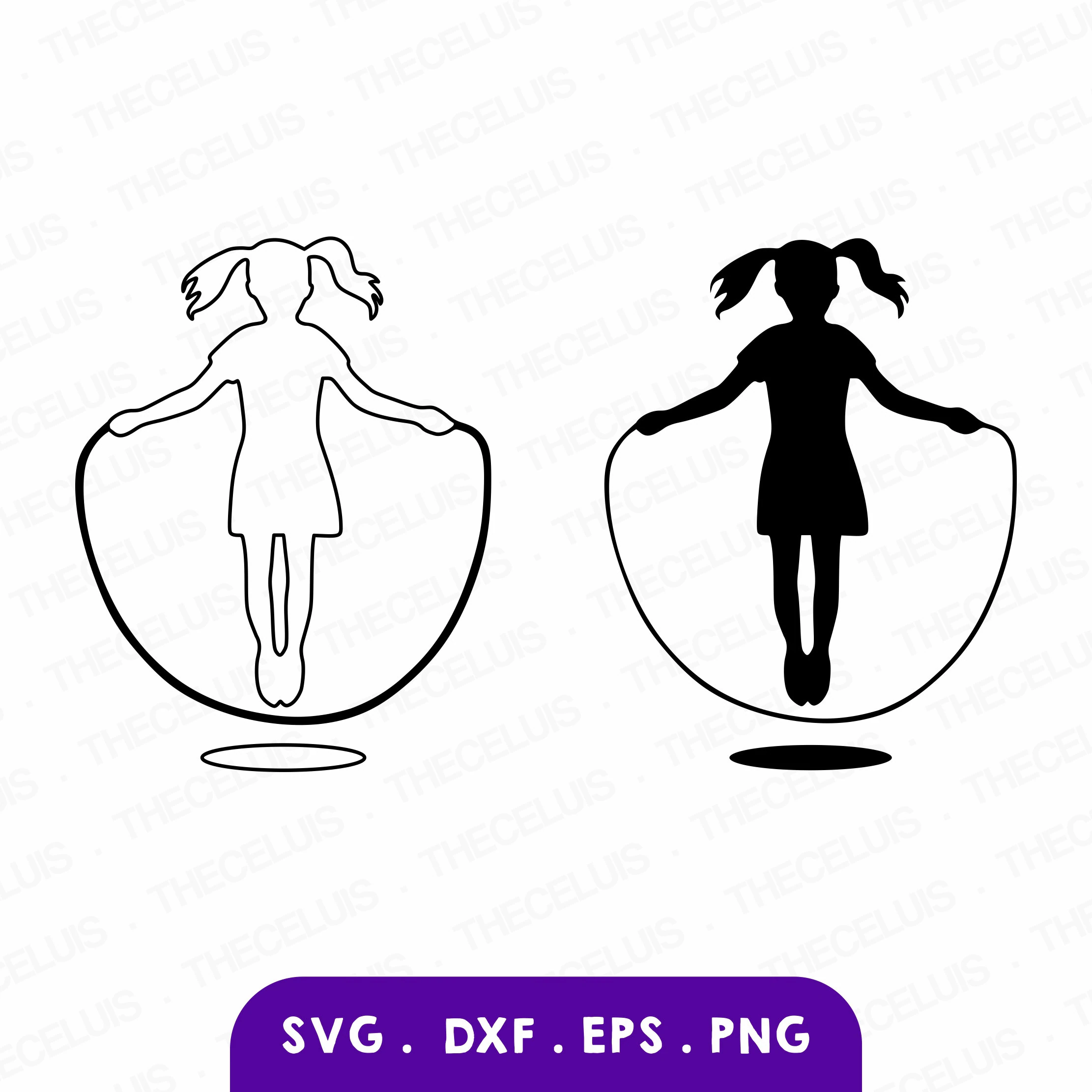 Skipping SVG DXF PNG File for Cricut Silhouette - Cutting, Engraving: Kids Clipart