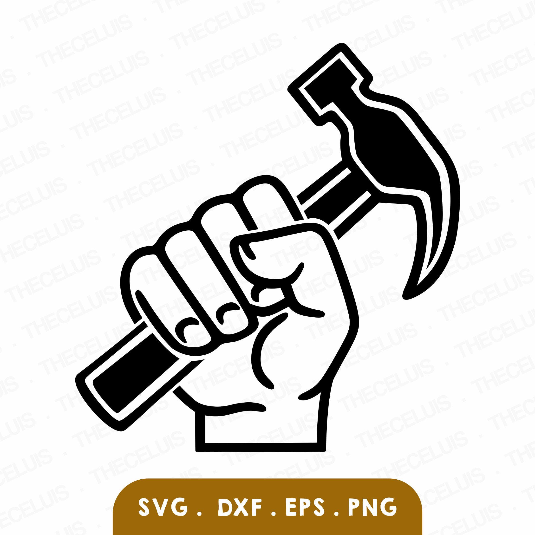 Hand Holding Hammer SVG DXF PNG File for Cricut Silhouette - Cutting, Engraving: Tool Clipart