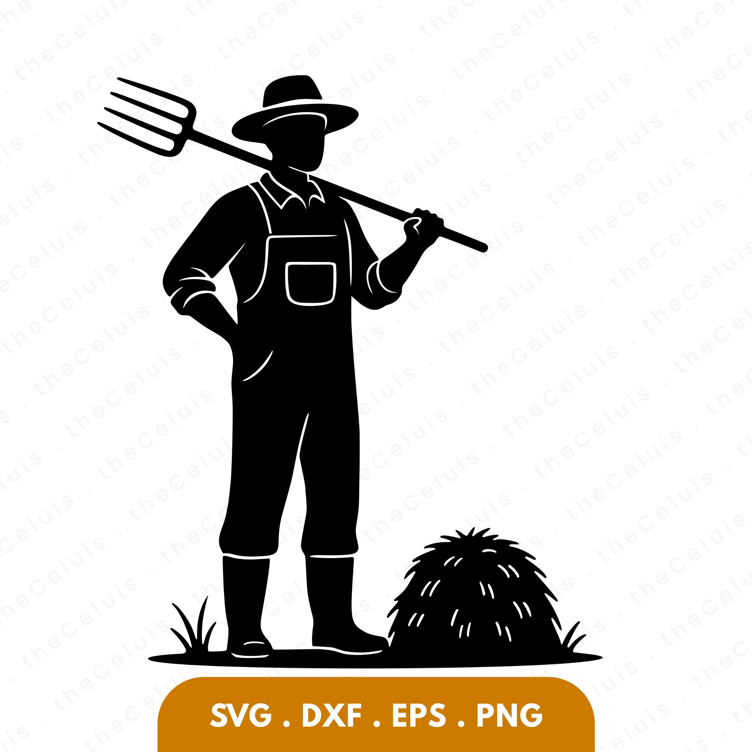 Farmer SVG DXF PNG File for Cricut Silhouette - Cutting, Engraving, Agriculture Clipart