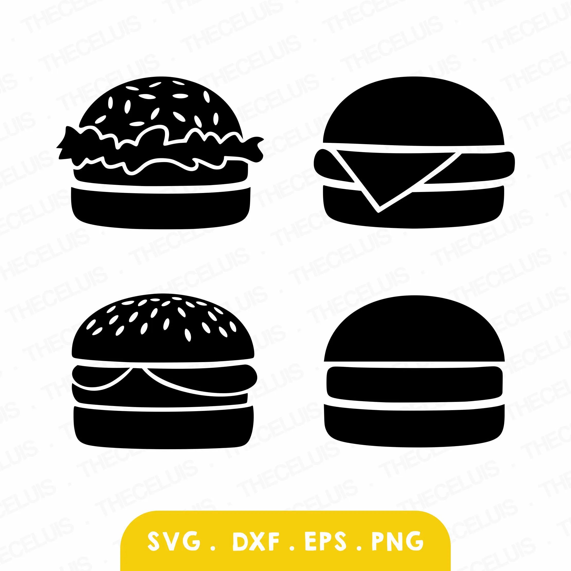 Burger SVG DXF PNG File for Cricut Silhouette - Cutting, Engraving: Fast Food Clipart