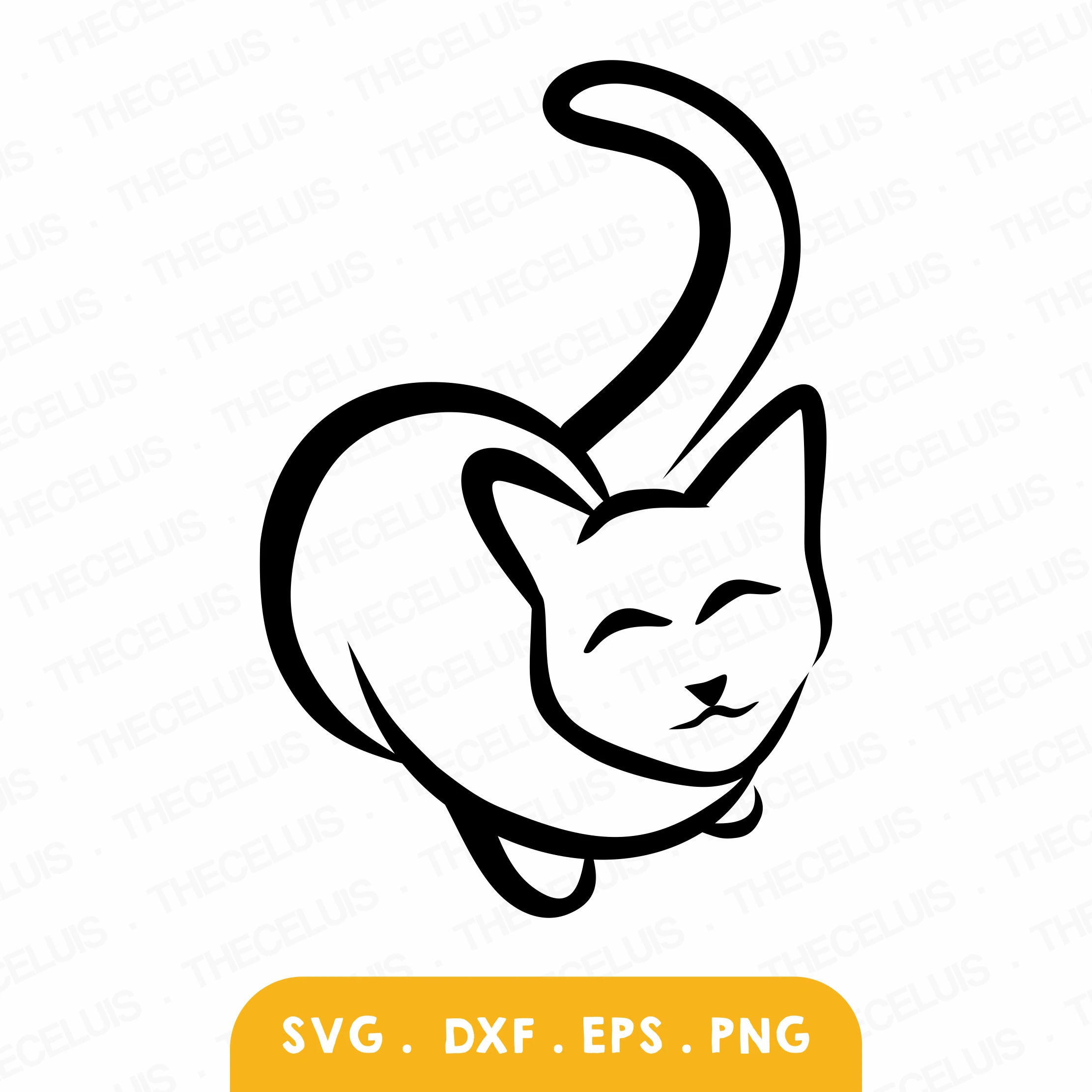 Cat SVG DXF PNG File for Cricut, Silhouette - Cutting, Engraving: Animal Line Art Clipart
