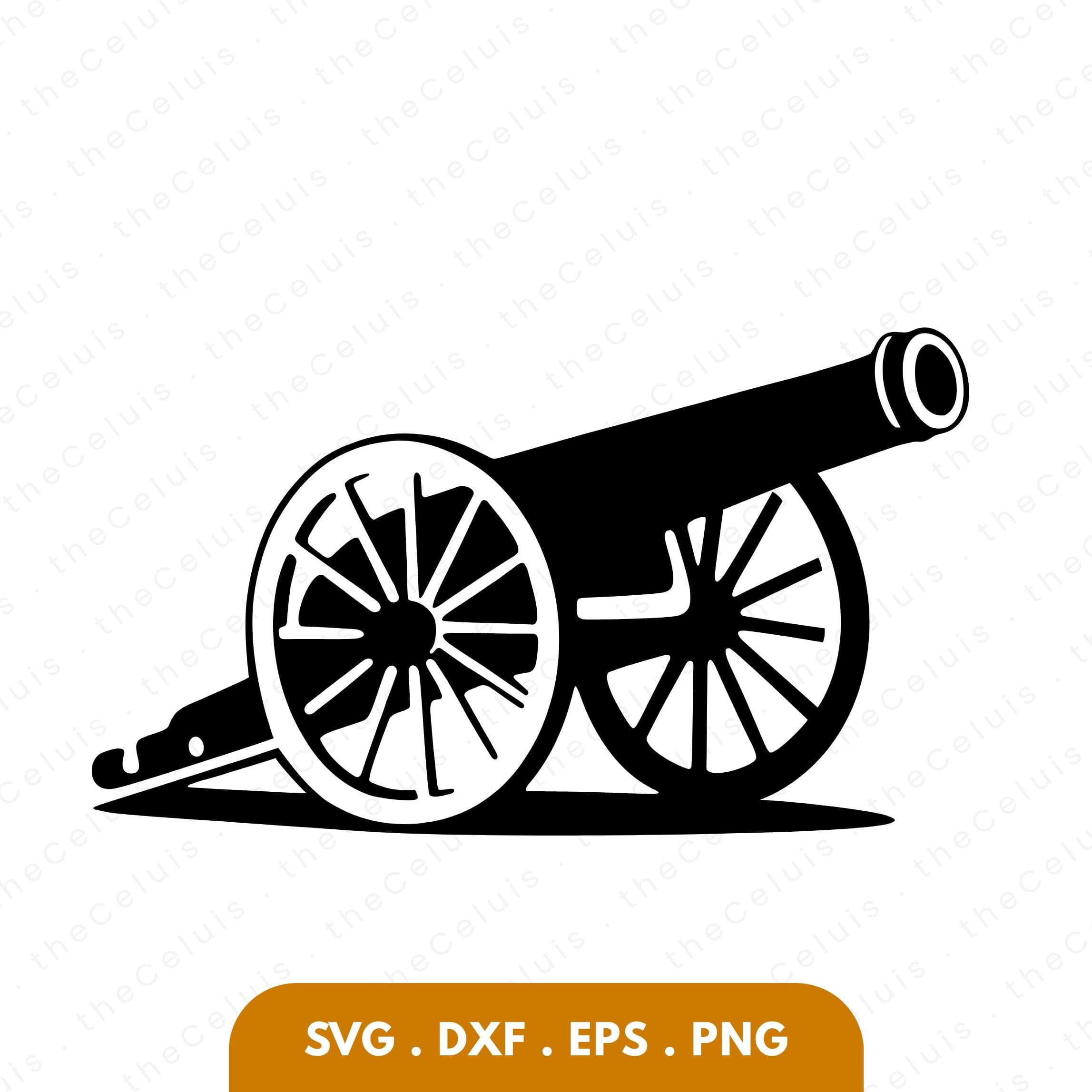 Cannon SVG DXF PNG Files for Cricut, Silhouette - Cutting, Engraving: Artillery Clipart